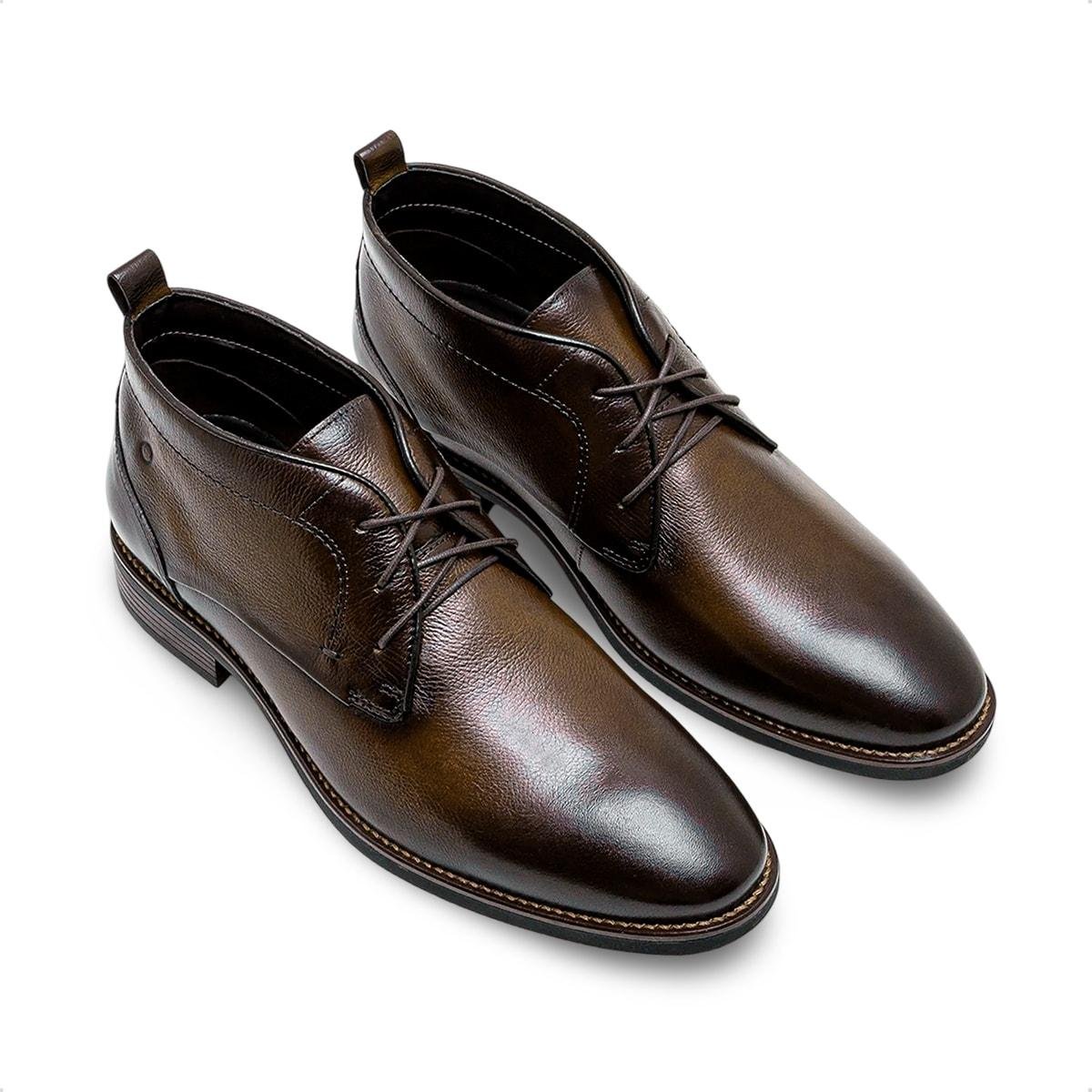 Bota Couro Democrata Masculina Taylor Hi-Soft Cano Curto Marrom 2