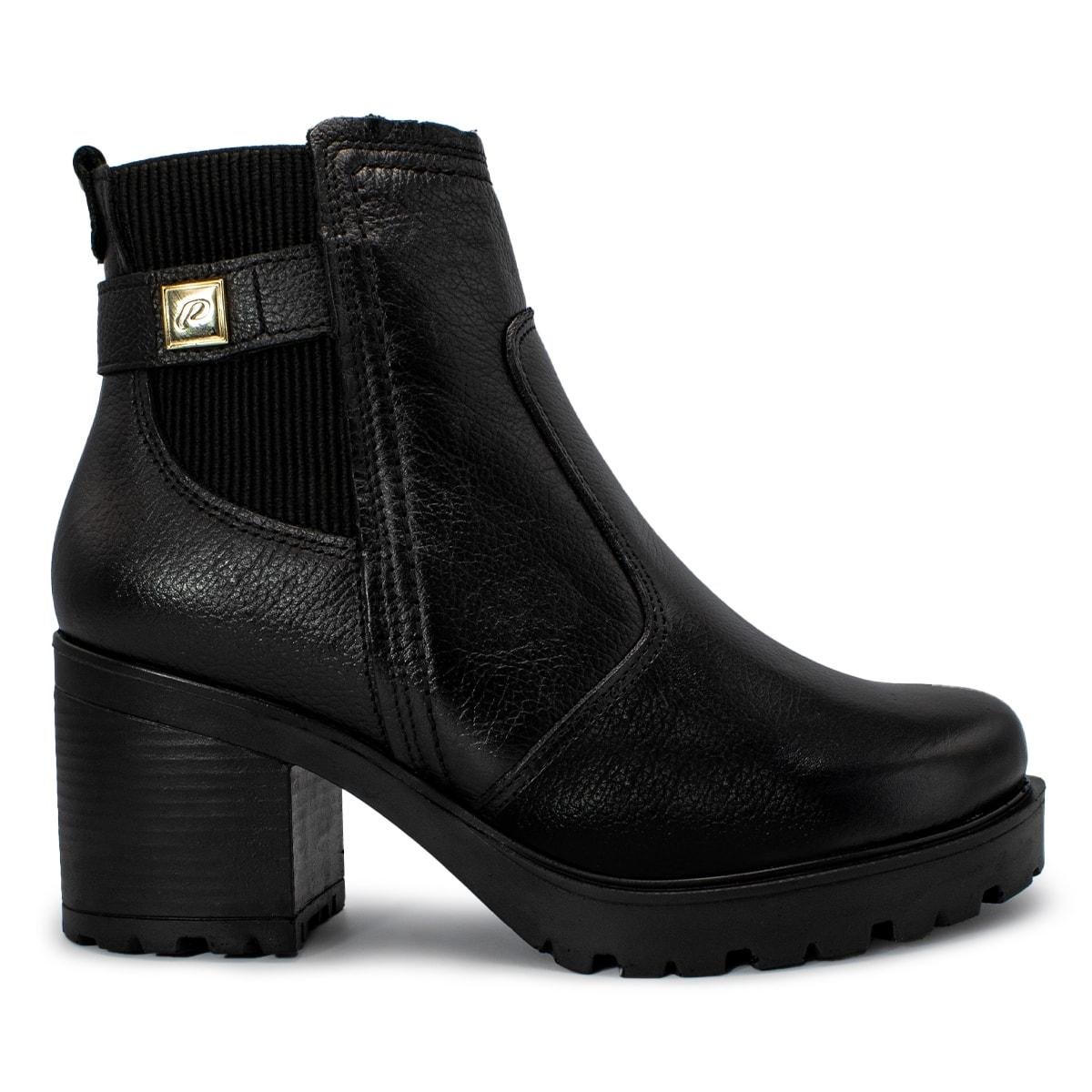 Bota Pegada Feminina Em Couro Salto Bloco Tratorado 282603