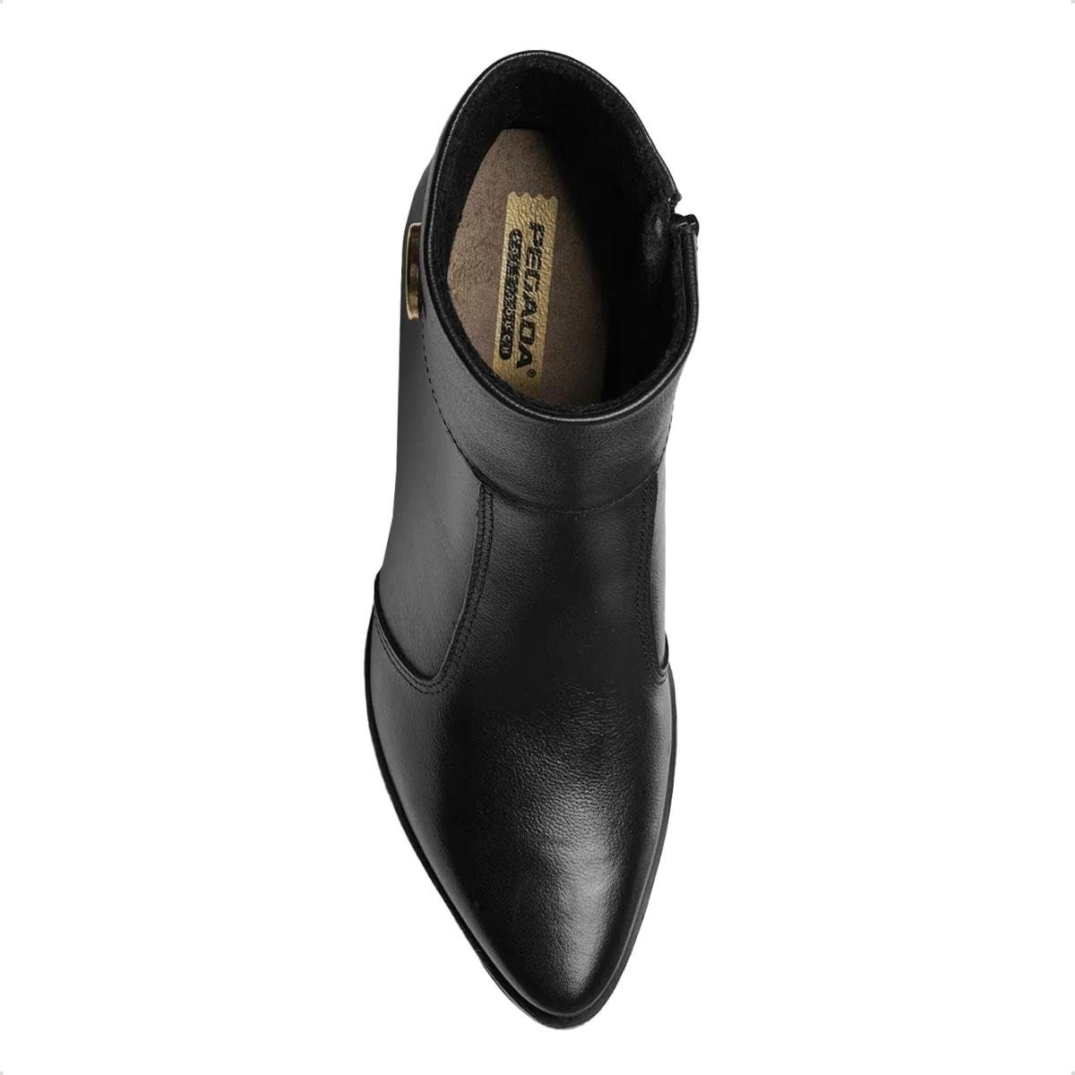 Bota Pegada Feminina Em Couro Salto Bloco 280512 Preto 3