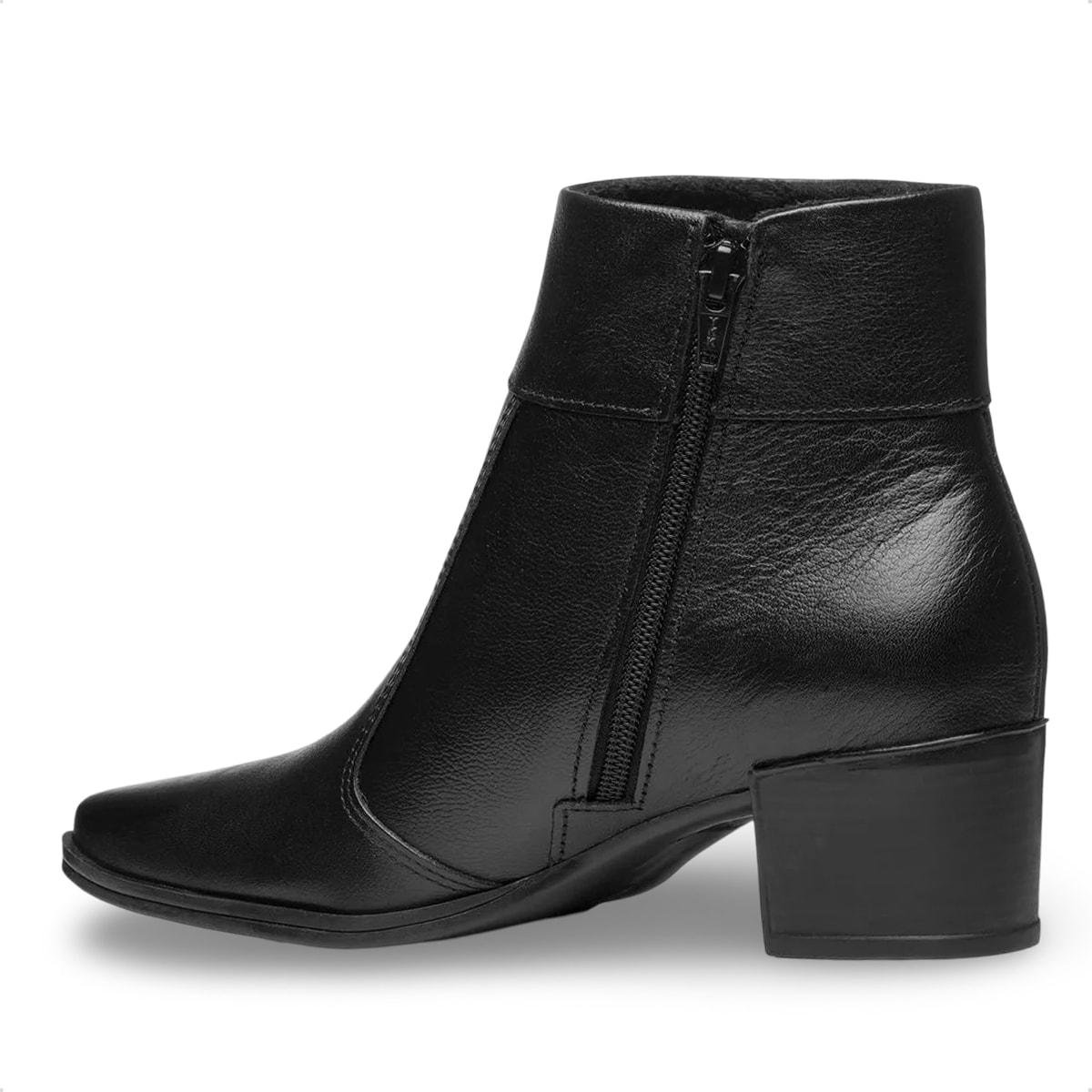 Bota Pegada Feminina Em Couro Salto Bloco 280512 Preto 4
