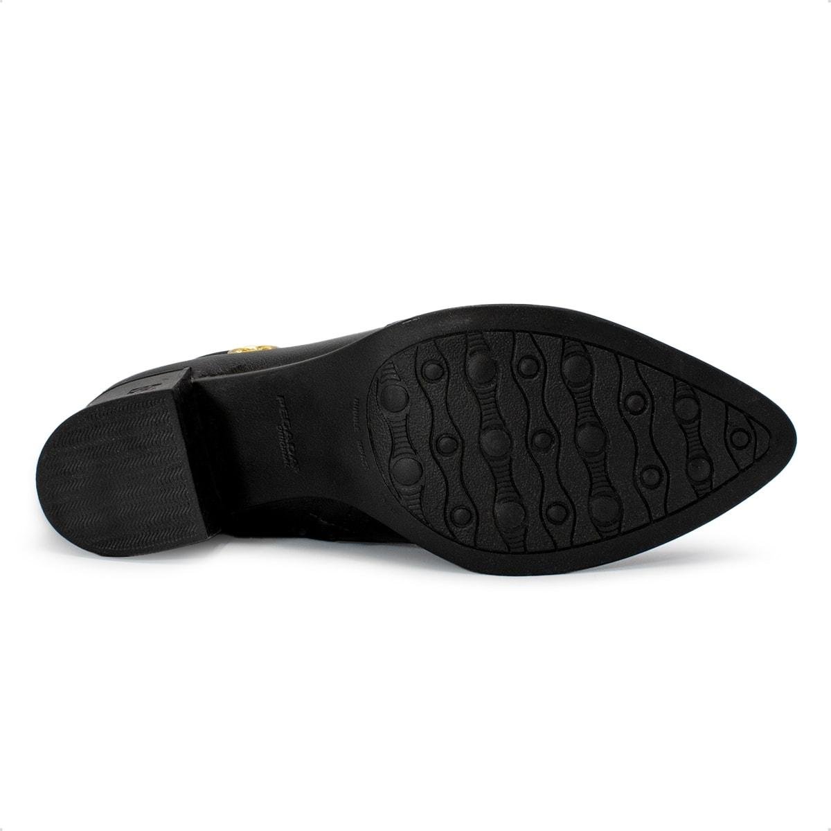 Bota Pegada Feminina Em Couro Salto Bloco 280512 Preto 5