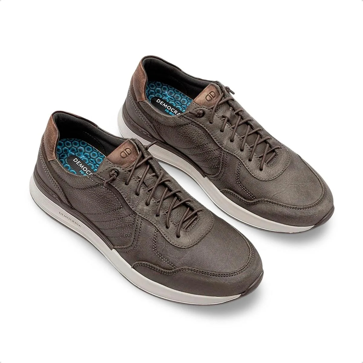 Tênis de Couro Democrata Masculino Mark Hi-Soft 32 662101 Taupe 2