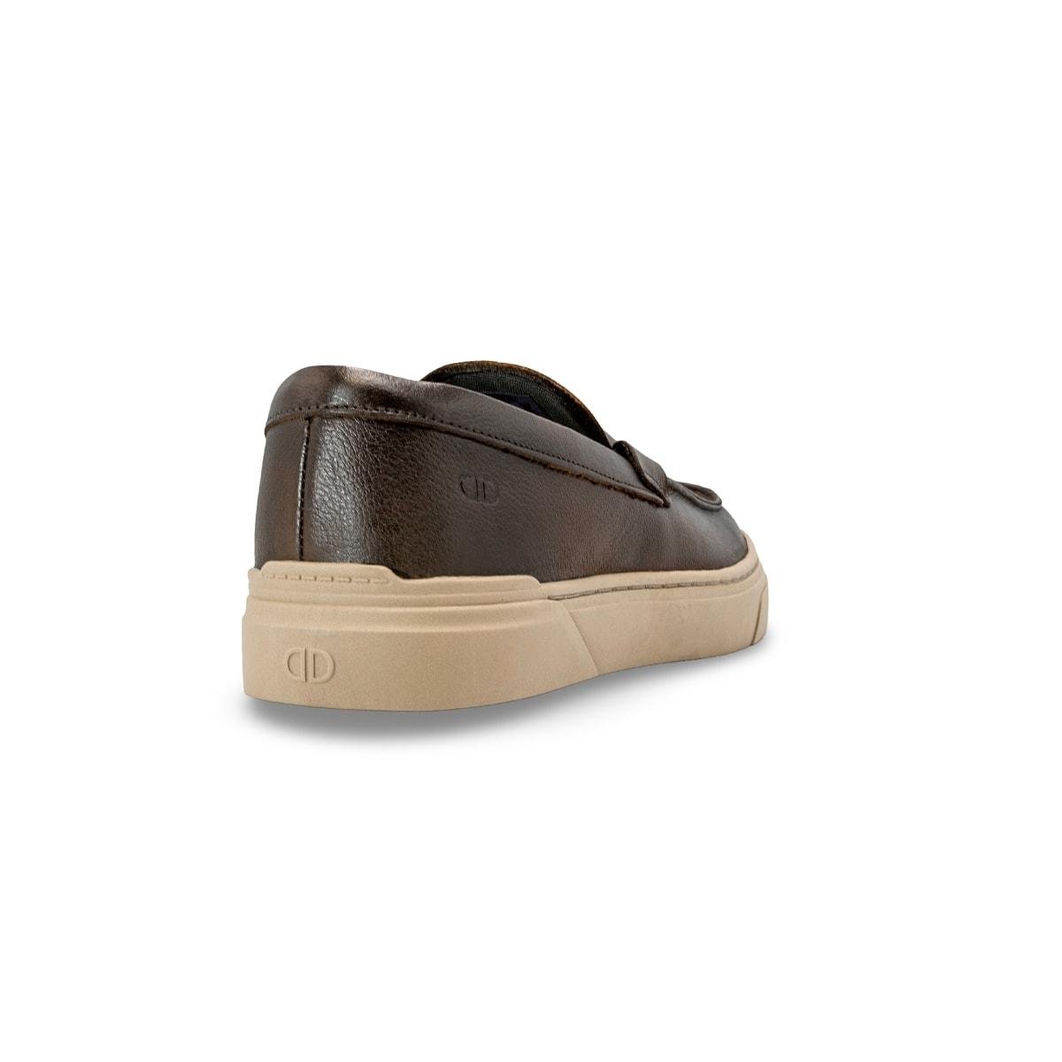 Tênis de Couro Democrata Masculino Bill Slip On 240904 Marrom Escuro 4