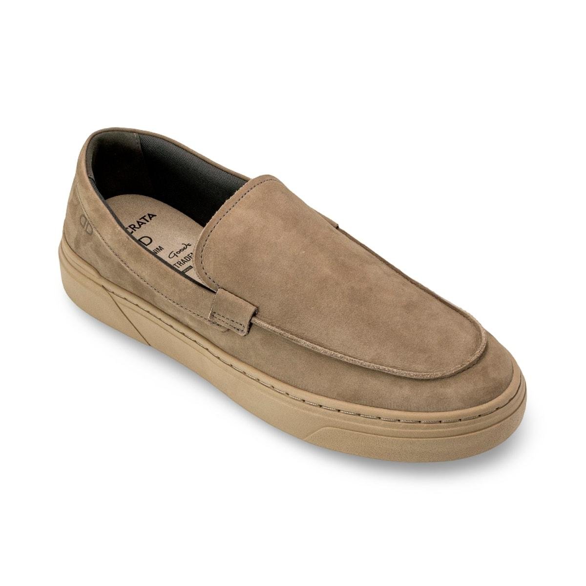 Tênis de Couro Democrata Masculino Bill Slip On 240904 Bege 2