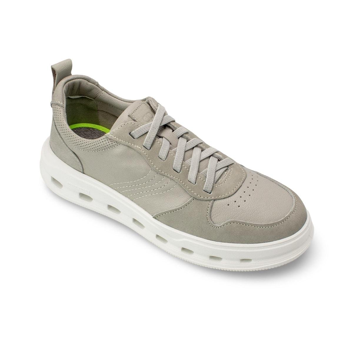 Tênis de Couro Democrata Masculino Groove Full Light 240701 Cinza Claro 2