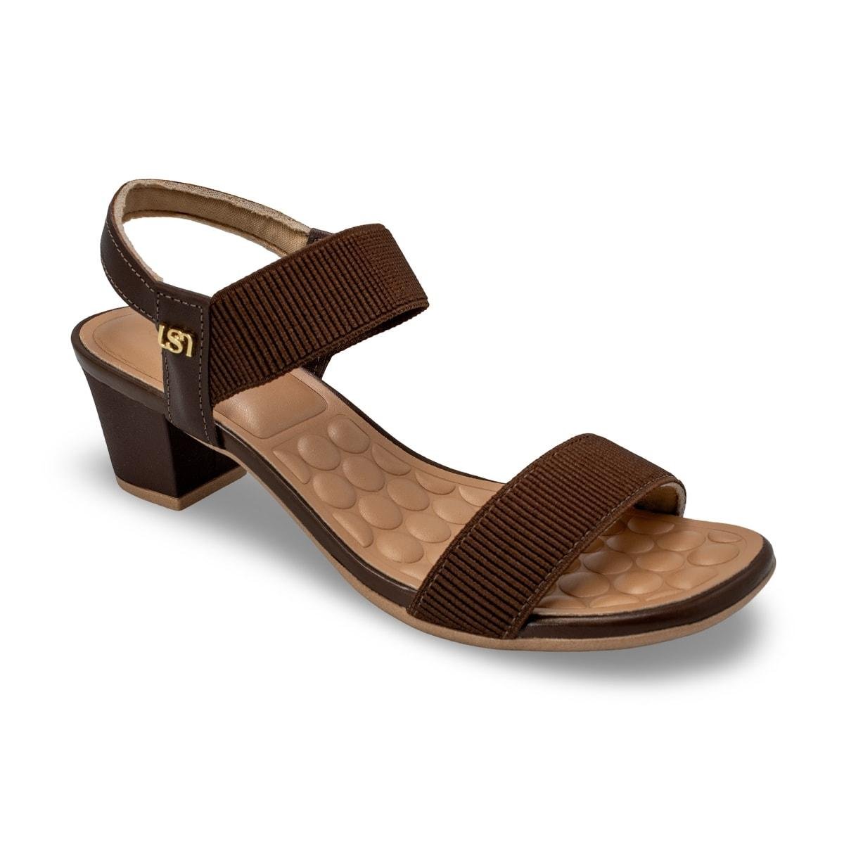 Sandália Usaflex Feminina com Elástico Salto Bloco UD28005 Marrom 2