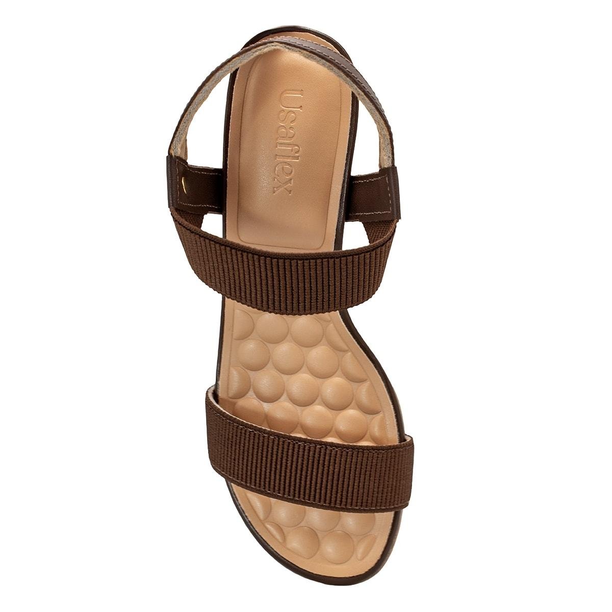 Sandália Usaflex Feminina com Elástico Salto Bloco UD28005 Marrom 3