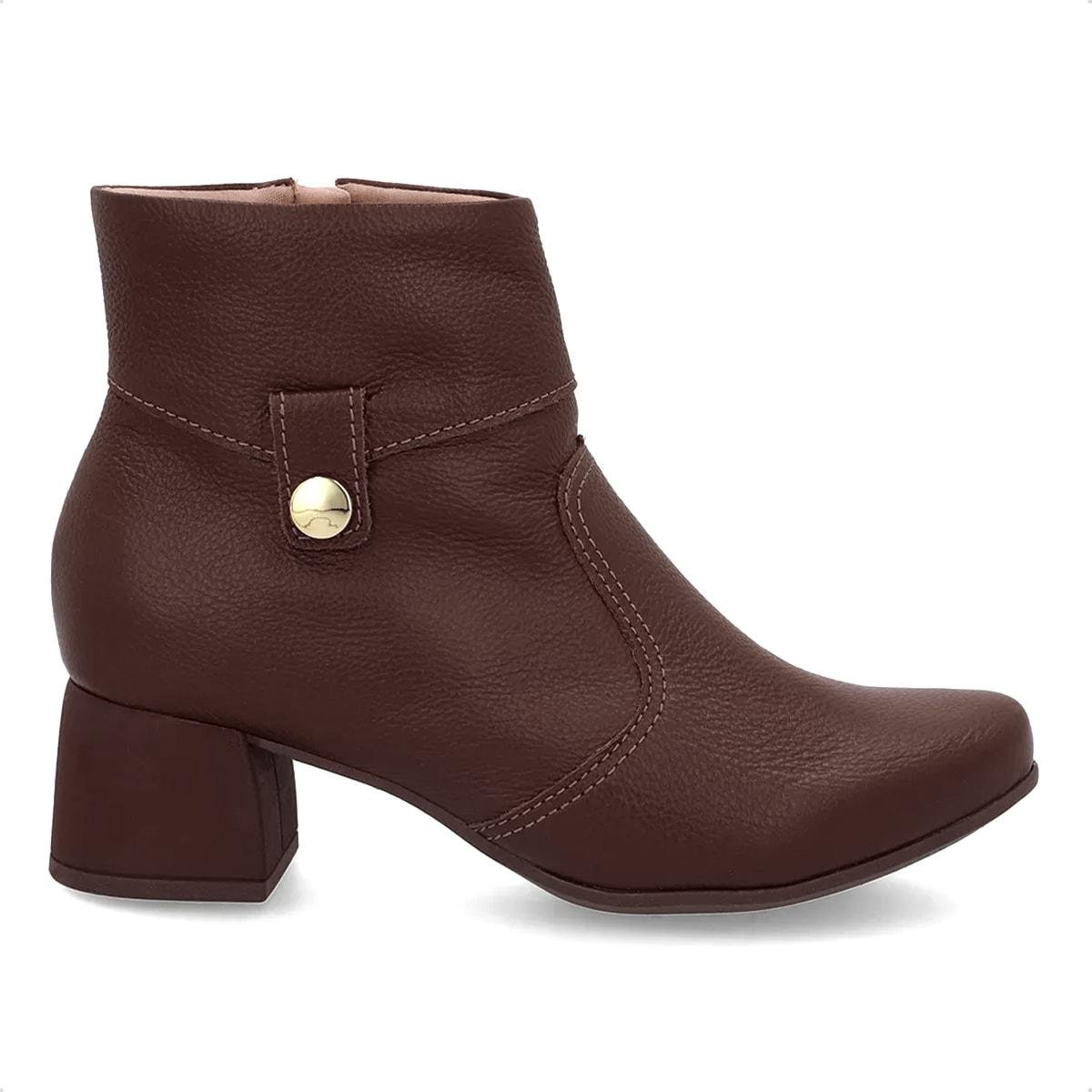 Bota Usaflex Feminina Em Couro Detalhe AP04001