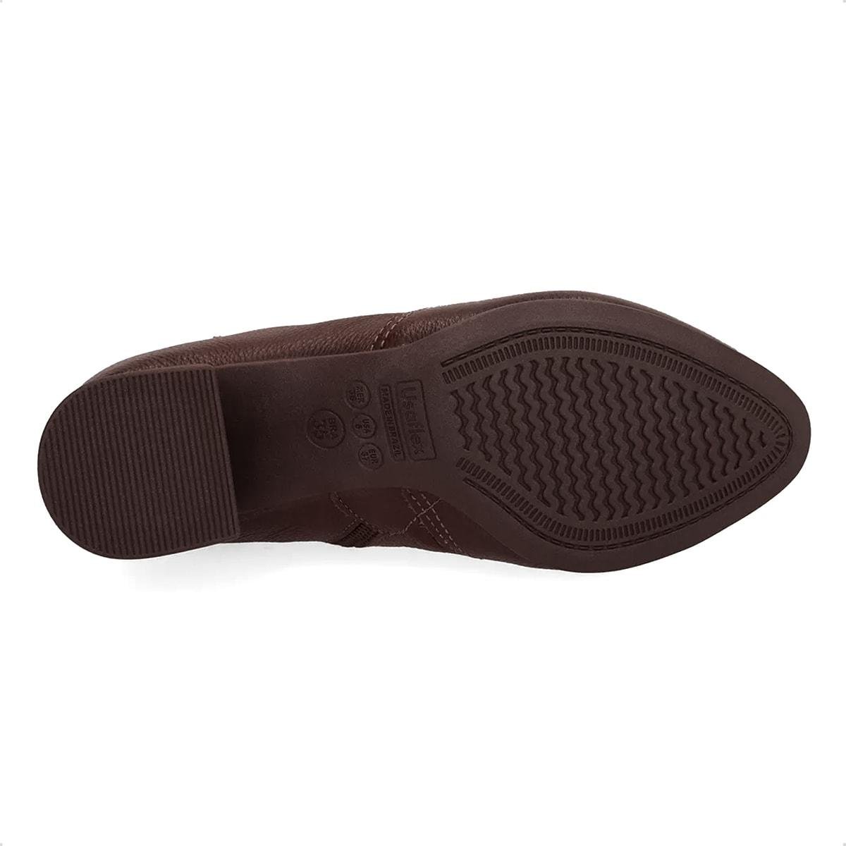 Bota Usaflex Feminina Em Couro Detalhe AP04001 Marrom Escuro 5