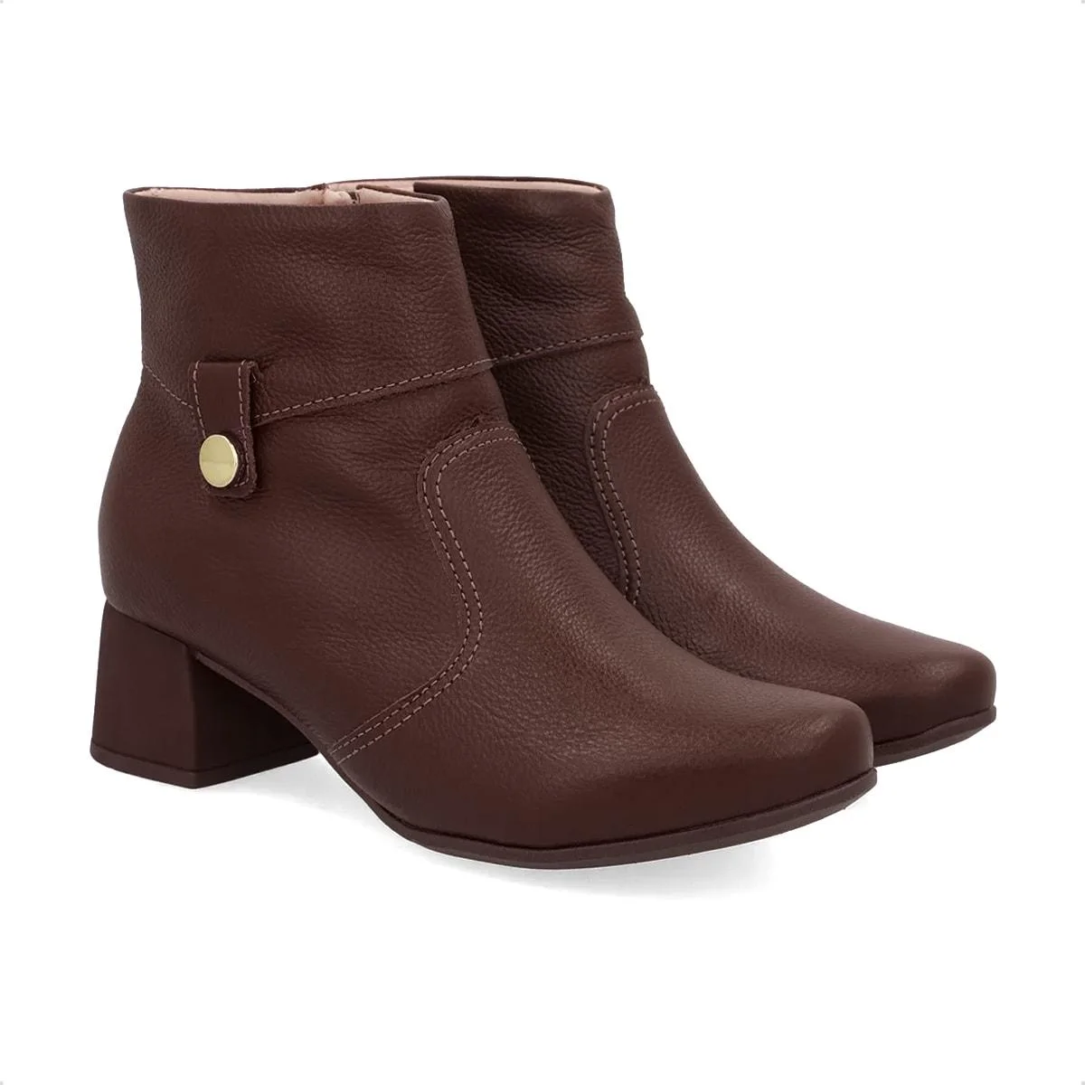 Bota Usaflex Feminina Em Couro Detalhe AP04001 Marrom Escuro 2