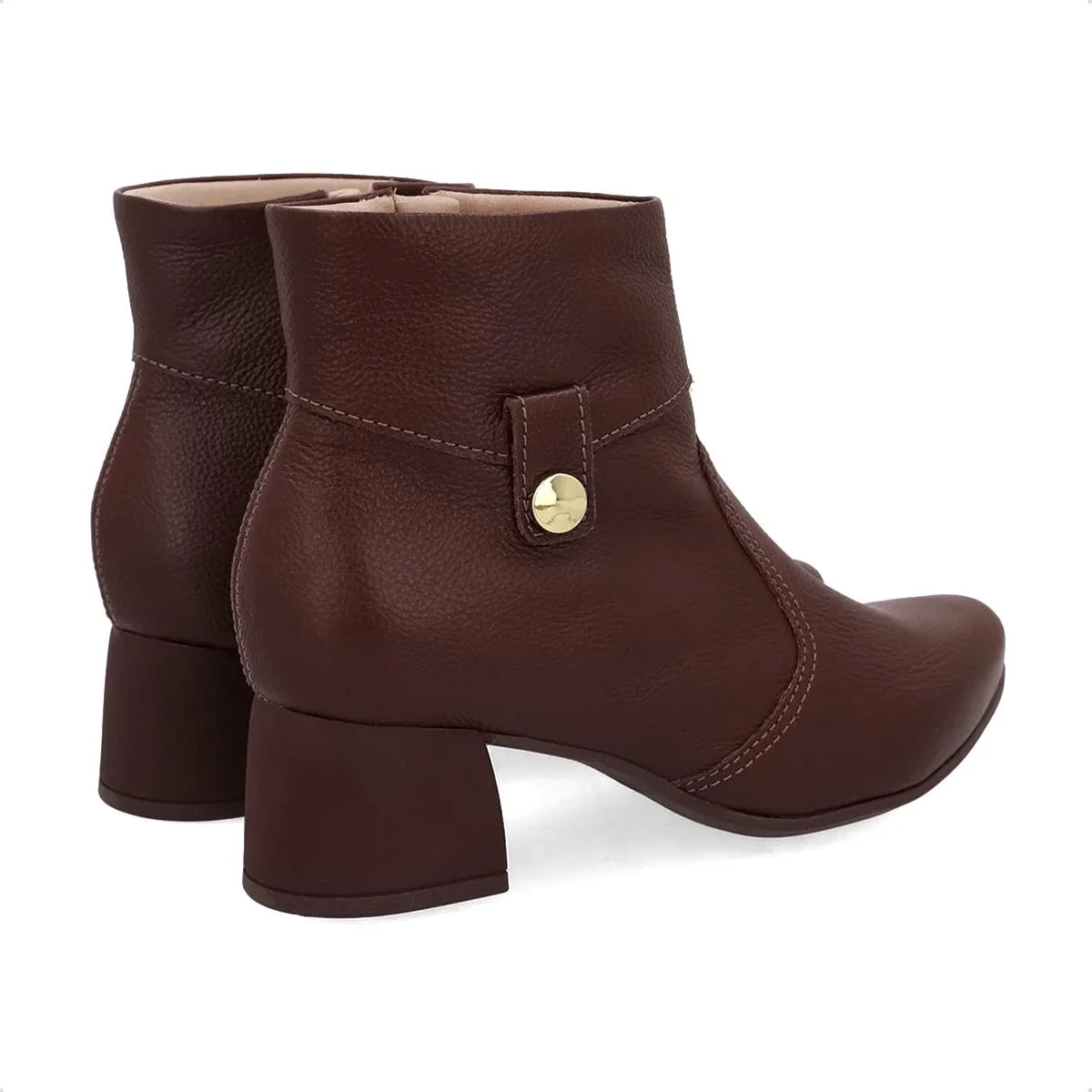 Bota Usaflex Feminina Em Couro Detalhe AP04001 Marrom Escuro 4