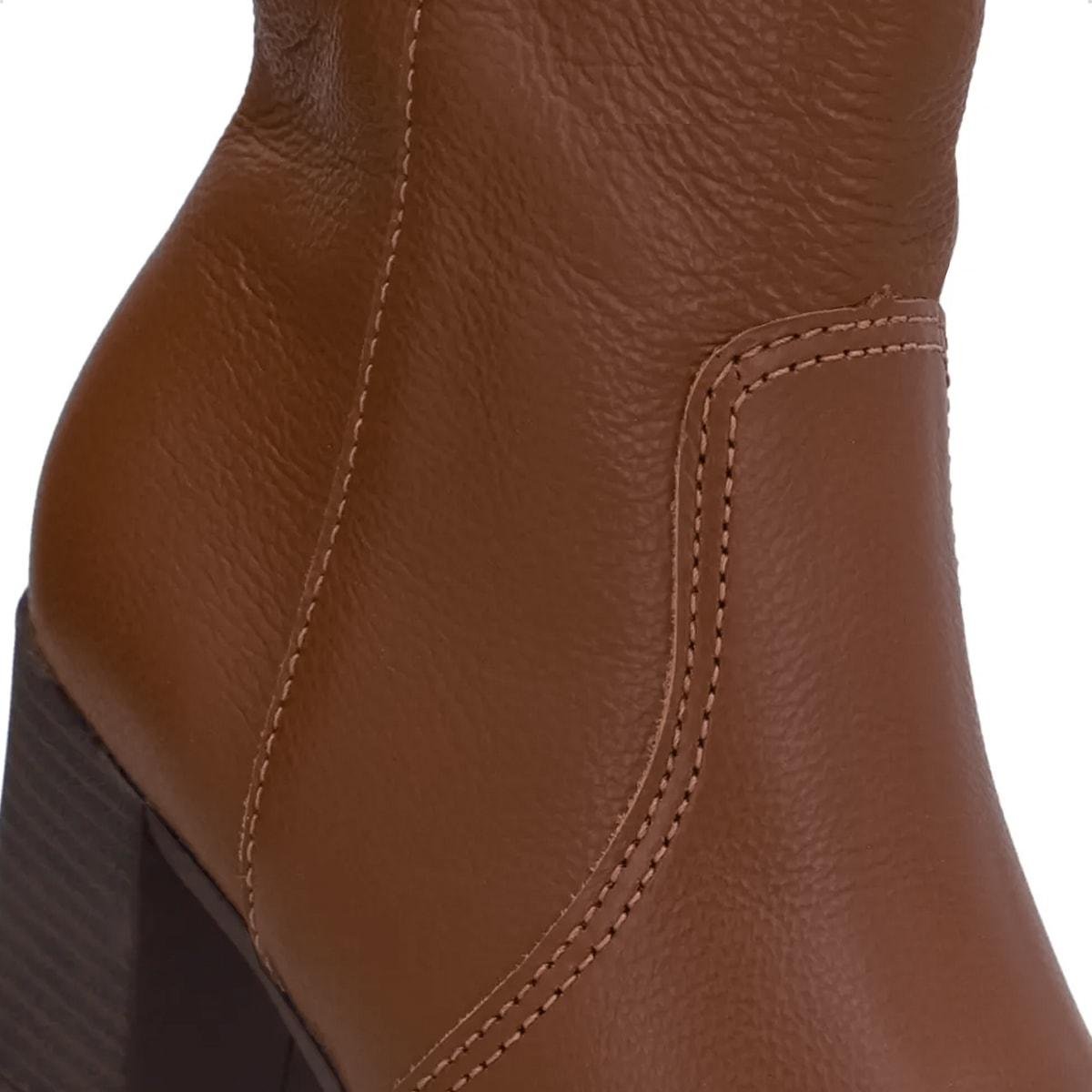 Bota Usaflex Feminina Em Couro Zíper AP05003 Marrom Claro 3