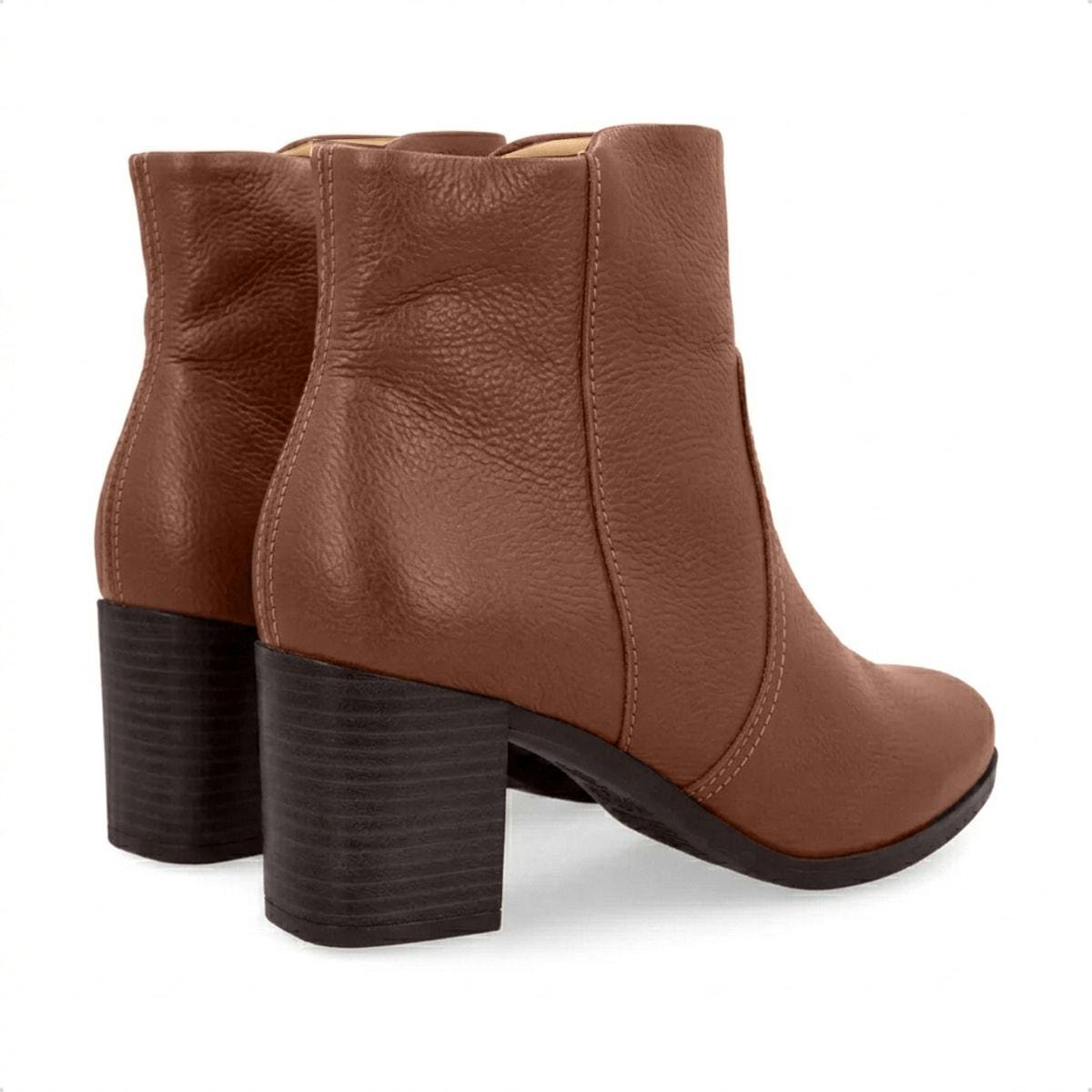 Bota Usaflex Feminina Em Couro Zíper AP05003 Marrom Claro 4