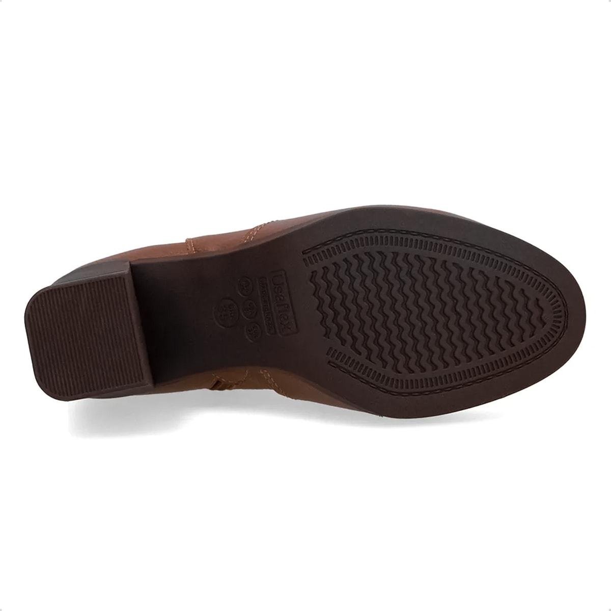 Bota Usaflex Feminina Em Couro Zíper AP05003 Marrom Claro 5
