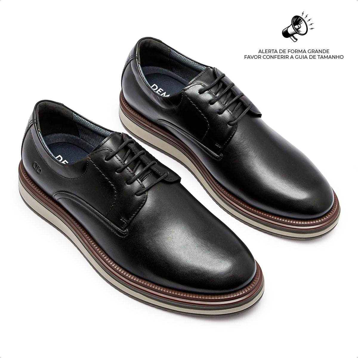 Sapato de Couro Democrata Masculino Durant 596101 Preto 2