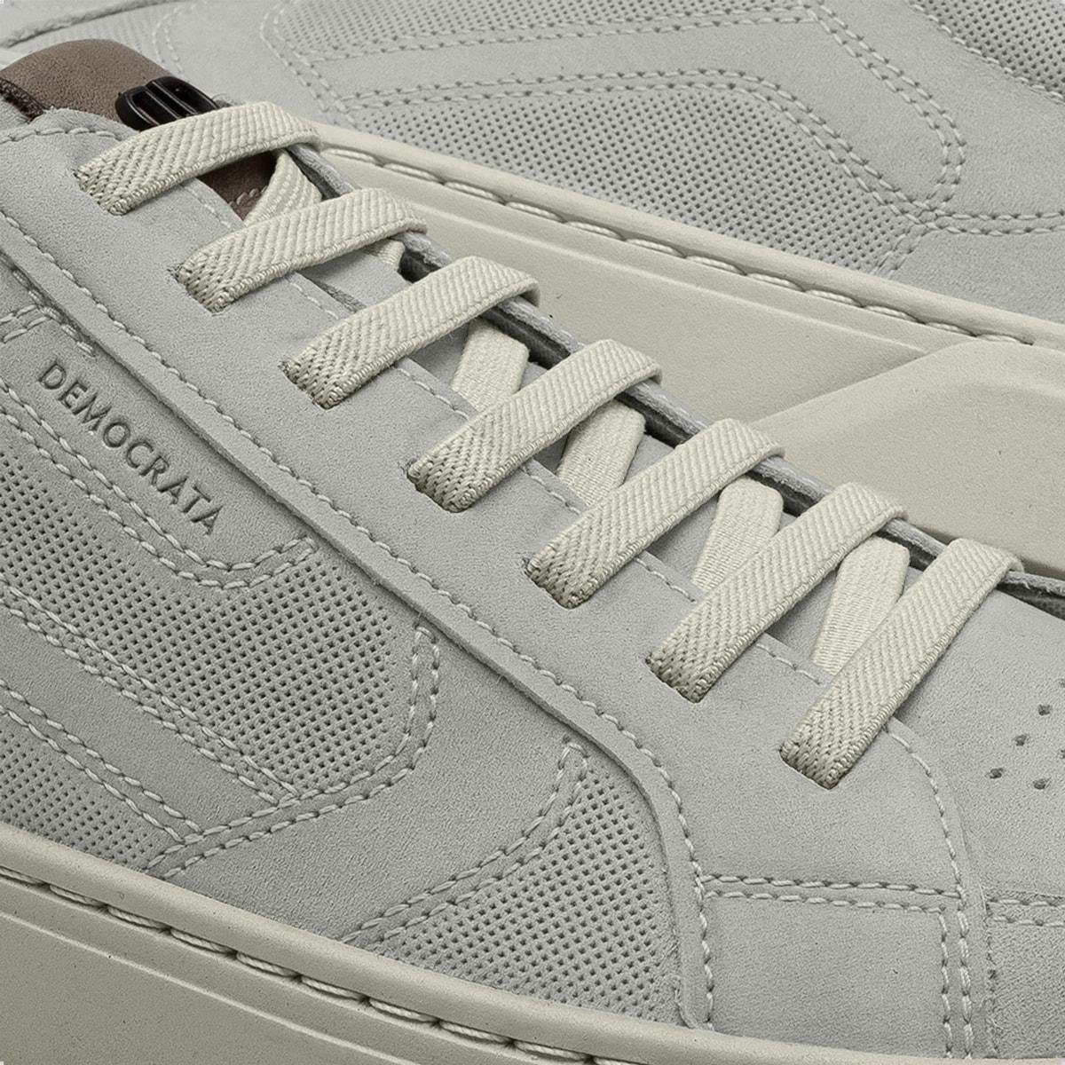 Tênis de Couro Democrata Masculino Bill 240901 Cinza Claro 3