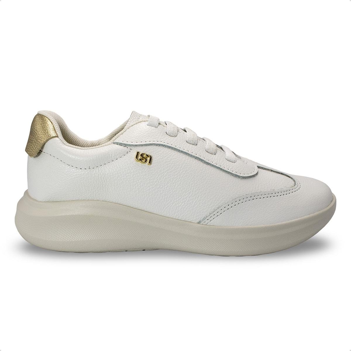 Tênis Usaflex Feminino em Couro Monograma Casual AP16004