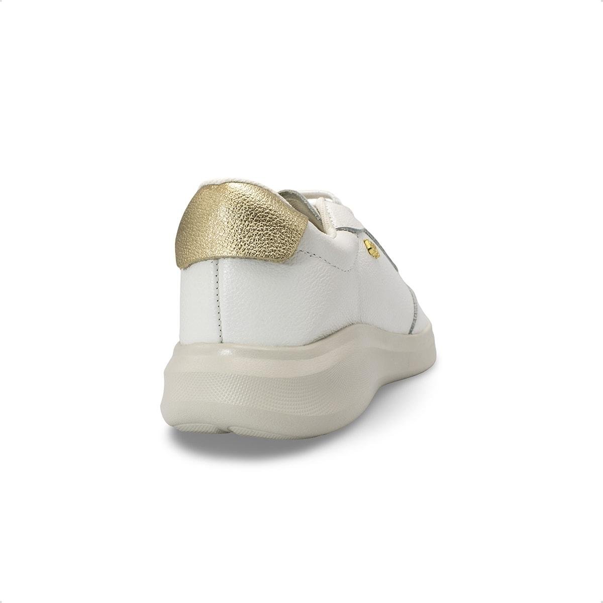 Tênis Usaflex Feminino em Couro Monograma Casual AP16004 Branco 4