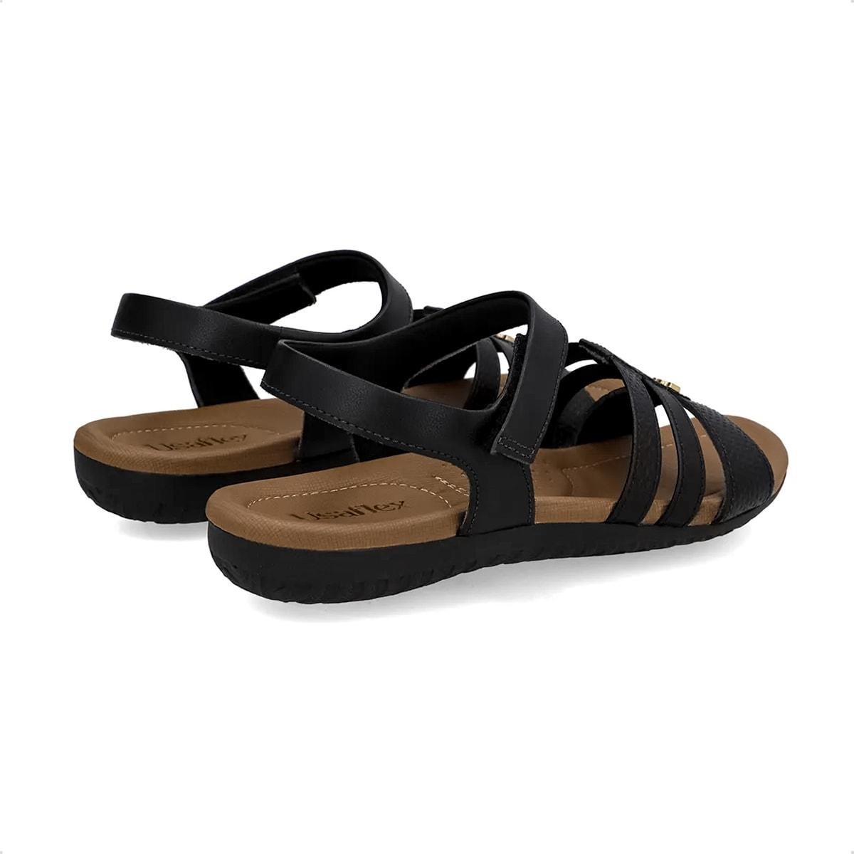 Sandália Usaflex Feminina Em Couro Fecho-Flex R18086 Preto 4