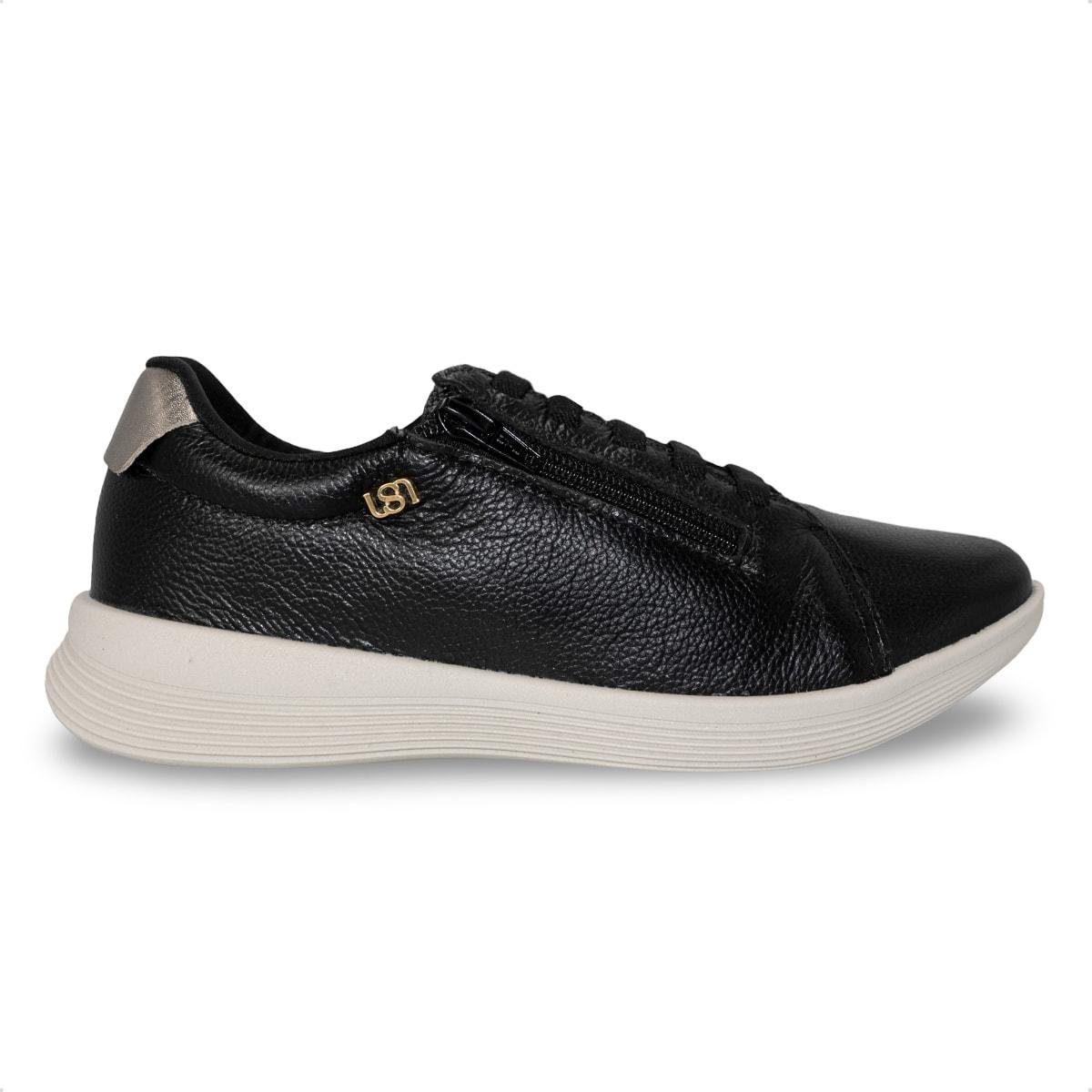 Tênis Usaflex Feminino em Couro Zíper Lateral UD02007