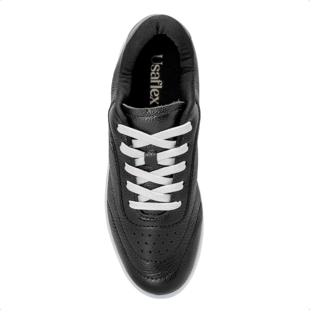 Tênis Usaflex Feminino em Couro Básico UD02005 Preto 3