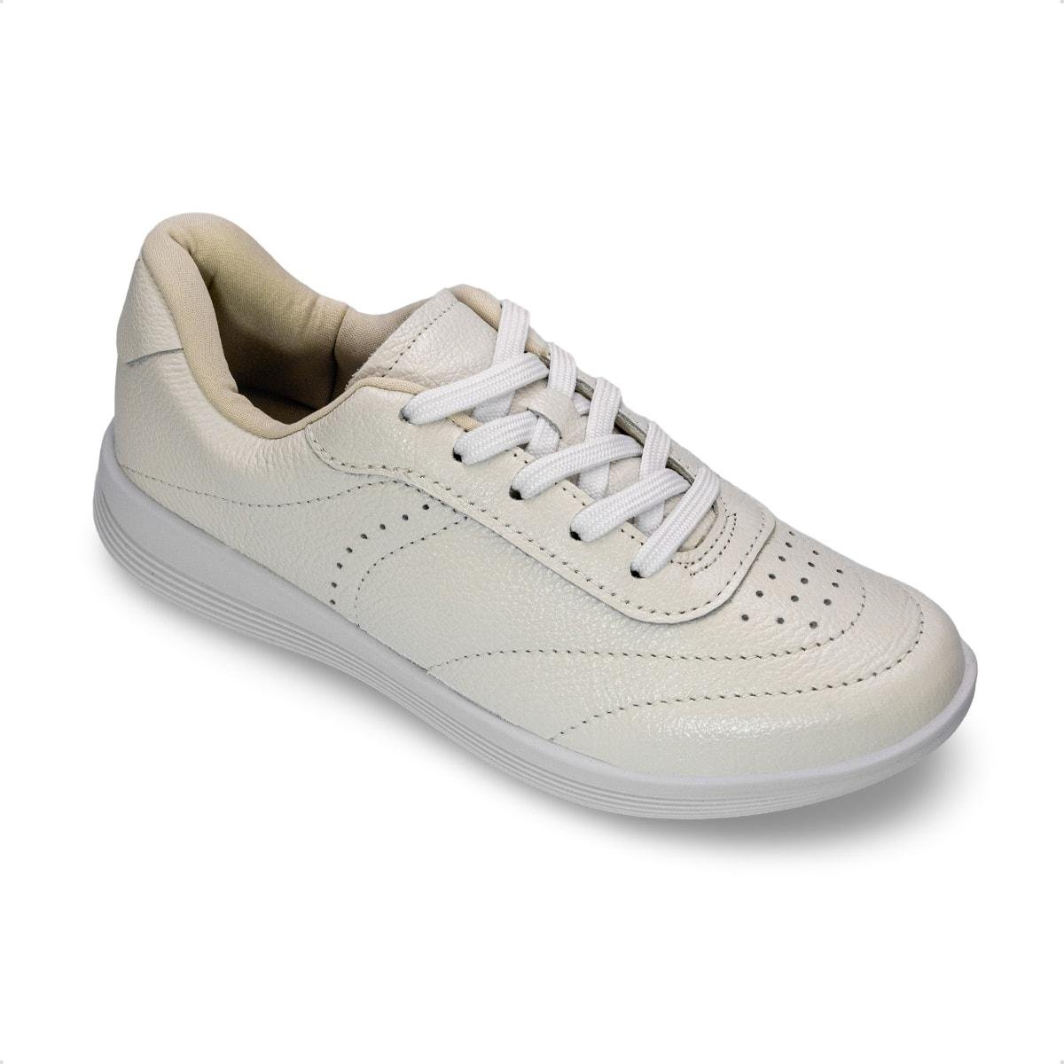 Tênis Usaflex Feminino em Couro Básico UD02005 Branco 2