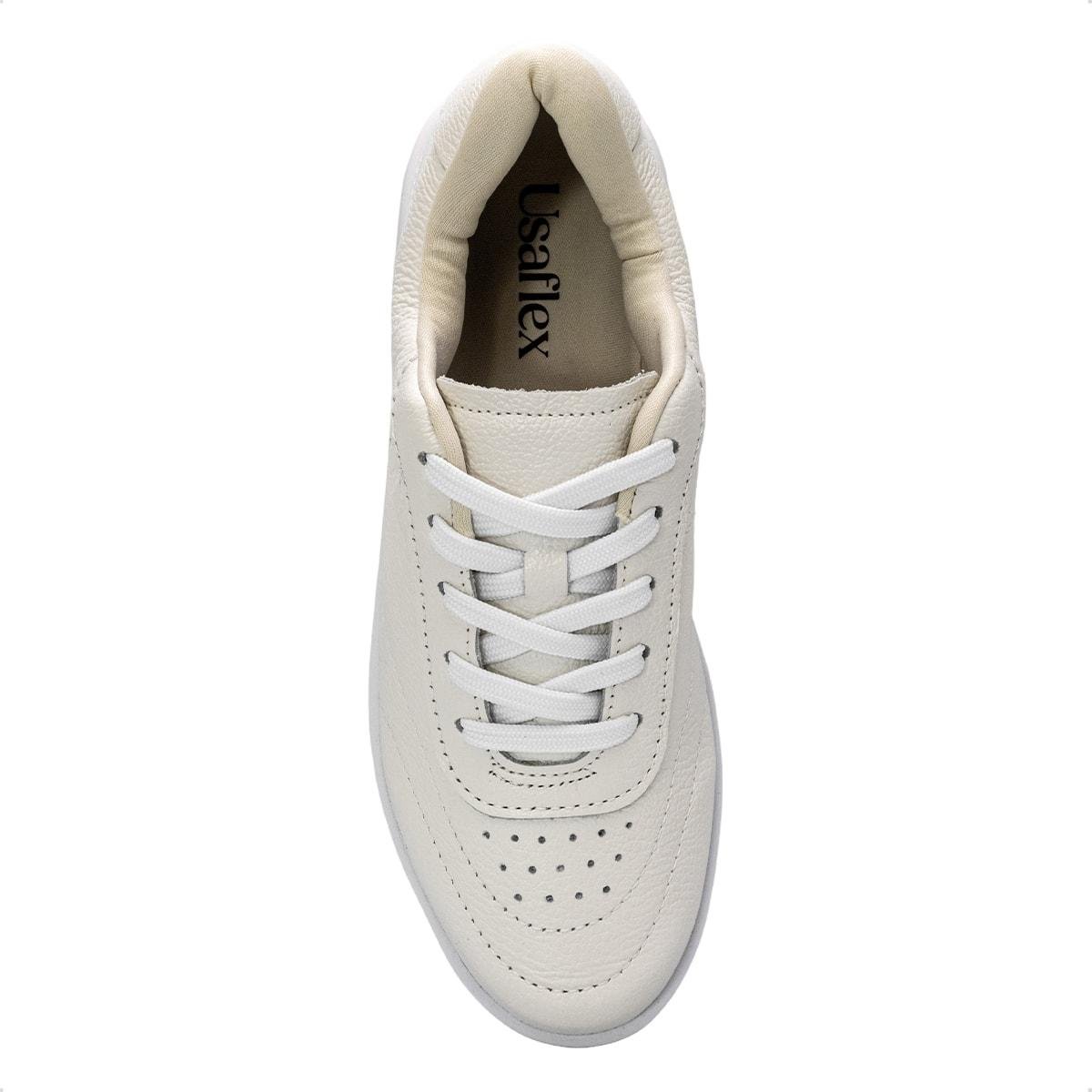 Tênis Usaflex Feminino em Couro Básico UD02005 Branco 3