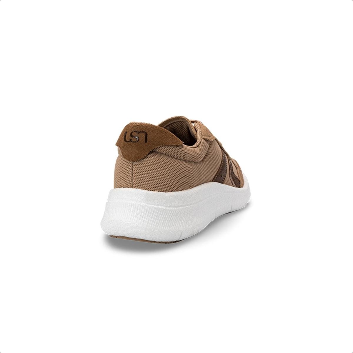Tênis Usaflex Feminino Tecido Cadarço Elástico Casual AN26005 Marrom 4