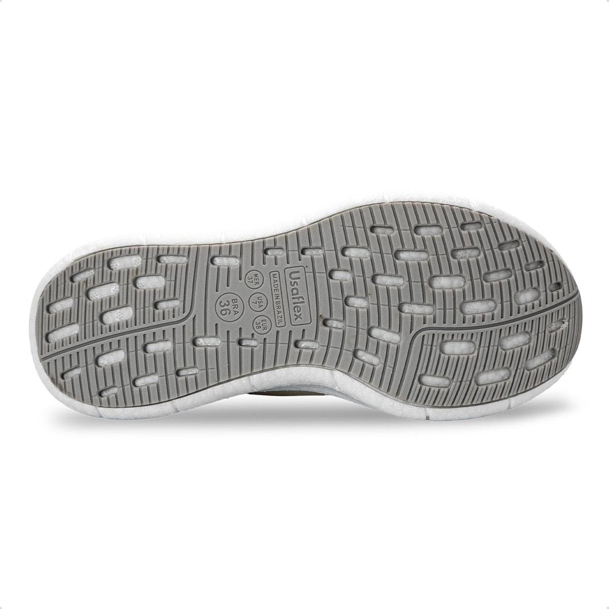 Tênis Usaflex Feminino Tecido Cadarço Elástico Casual AN26005 Bege 5