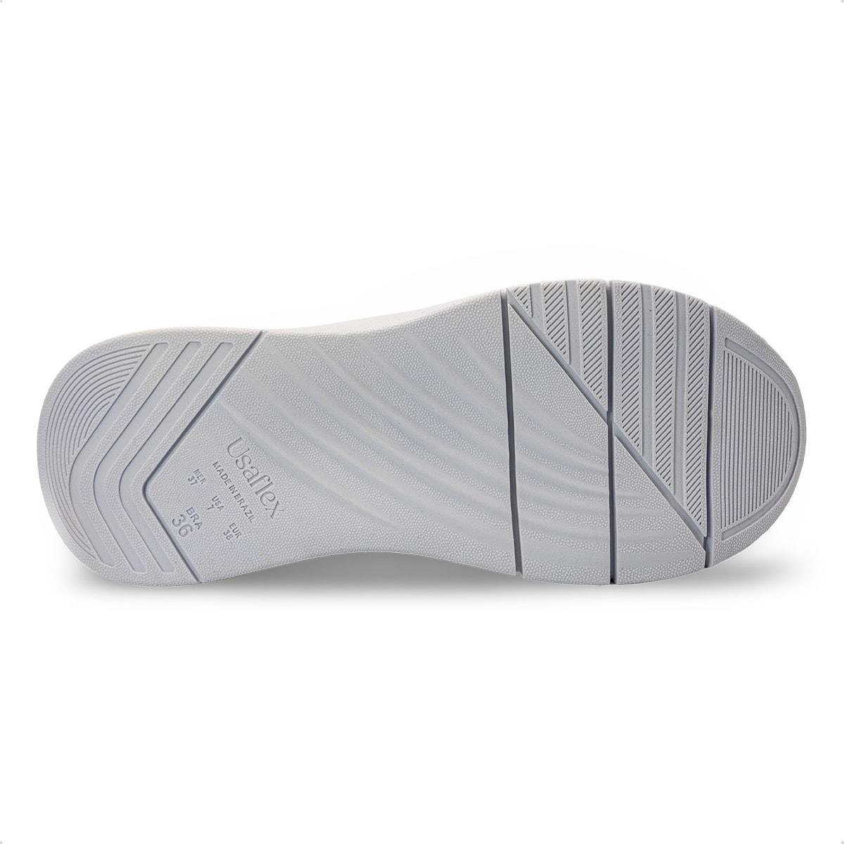 Tênis Usaflex Feminino Couro Zíper Cadarço Elástico Casual AP11005 Branco 5