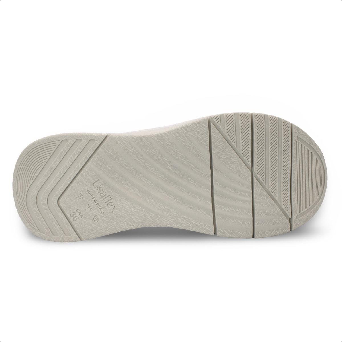 Tênis Usaflex Feminino Couro Zíper Cadarço Elástico Casual AP11005 Marrom 5