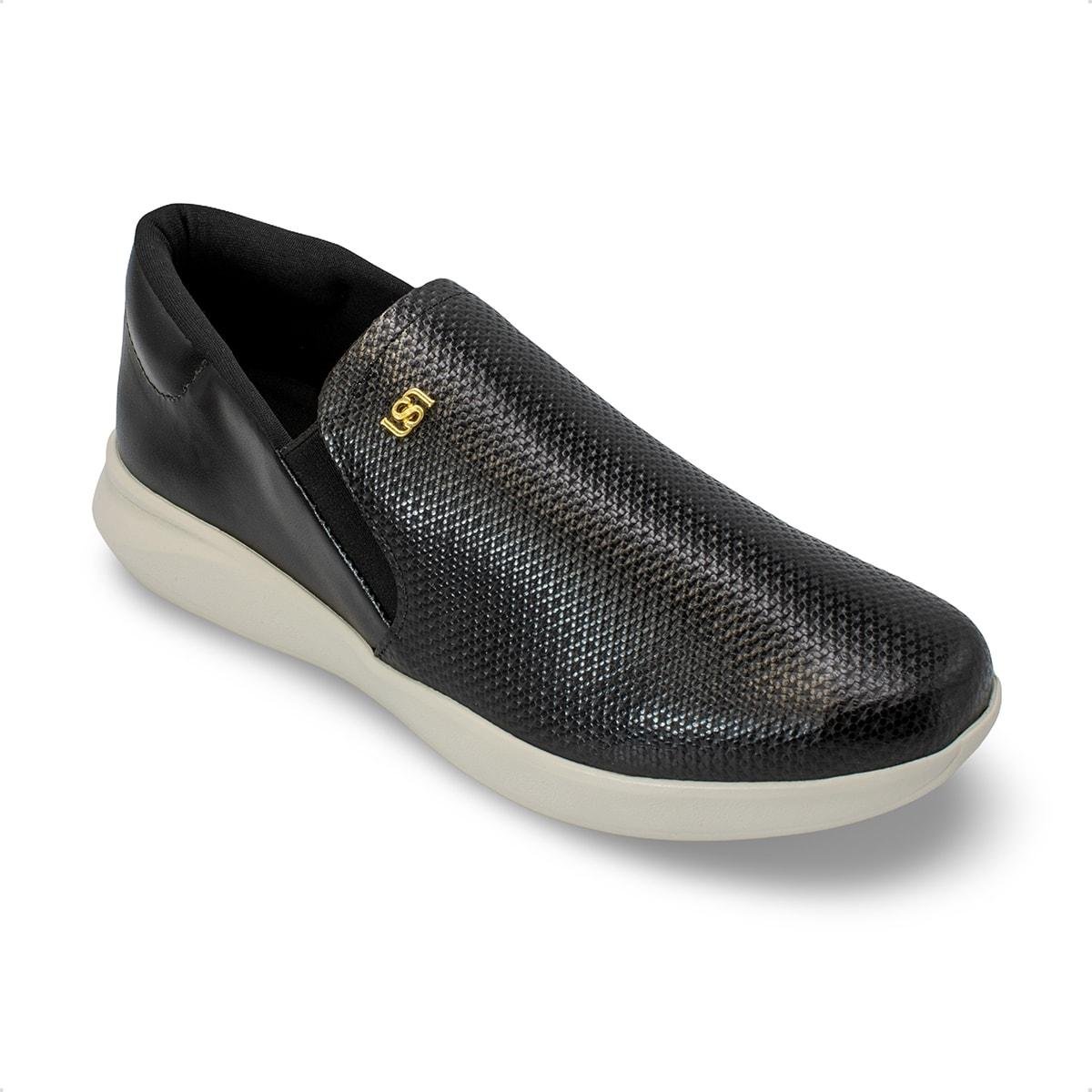 Tênis Usaflex Feminino Slip On em Couro Casual UD03007 Preto 2