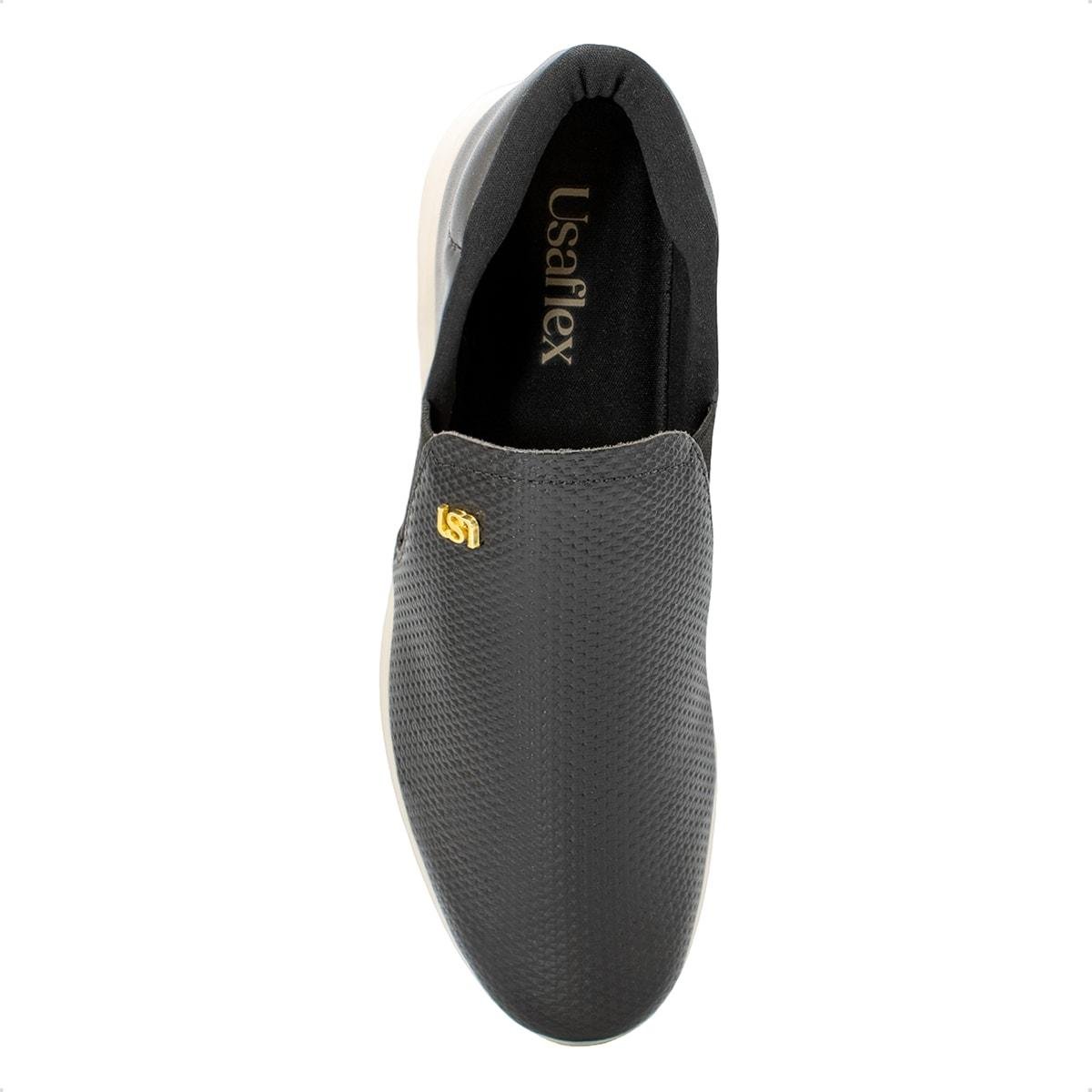 Tênis Usaflex Feminino Slip On em Couro Casual UD03007 Preto 3