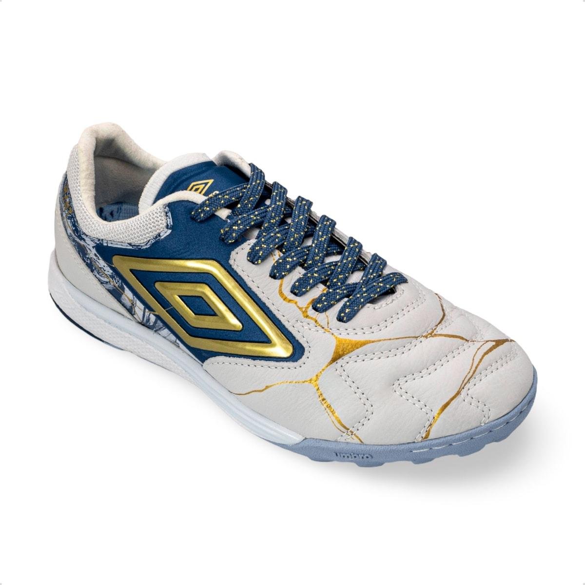 Chuteira Society Umbro Adamant Master Class Pro Bump Kintsugi Branco/Azul 2