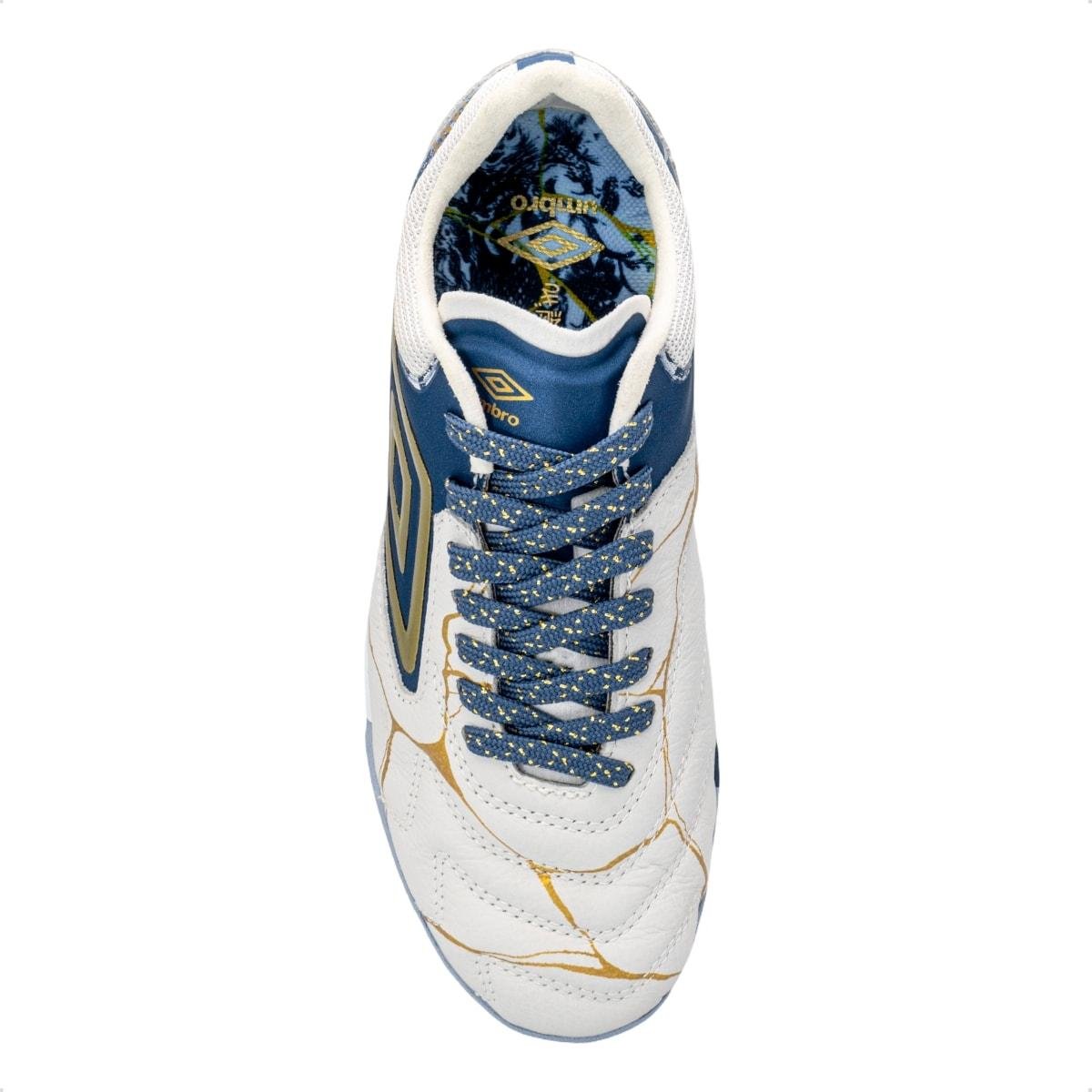 Chuteira Society Umbro Adamant Master Class Pro Bump Kintsugi Branco/Azul 3