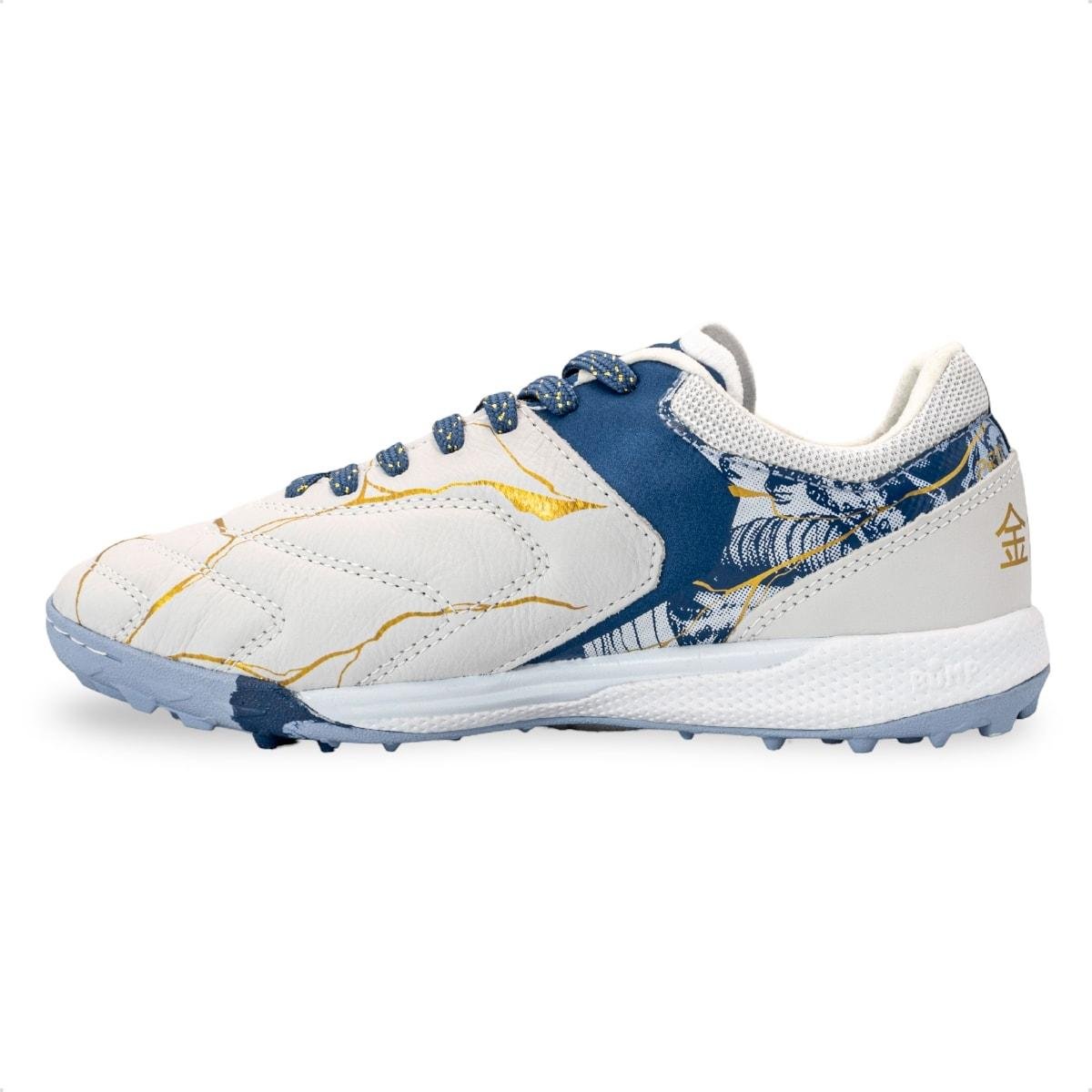 Chuteira Society Umbro Adamant Master Class Pro Bump Kintsugi Branco/Azul 4