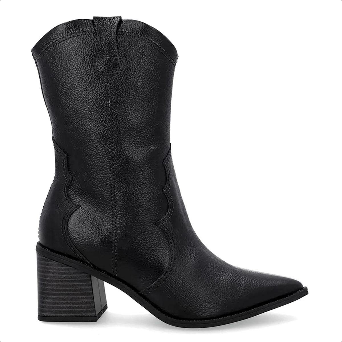 Bota Usaflex Feminina em Couro Bico Fino Western AP18002
