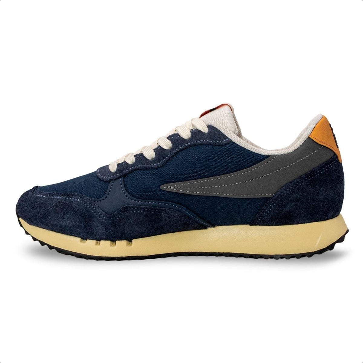 Tênis Fila Masculino Euro Jogger Vintage Azul Marinho/Amarelo 4