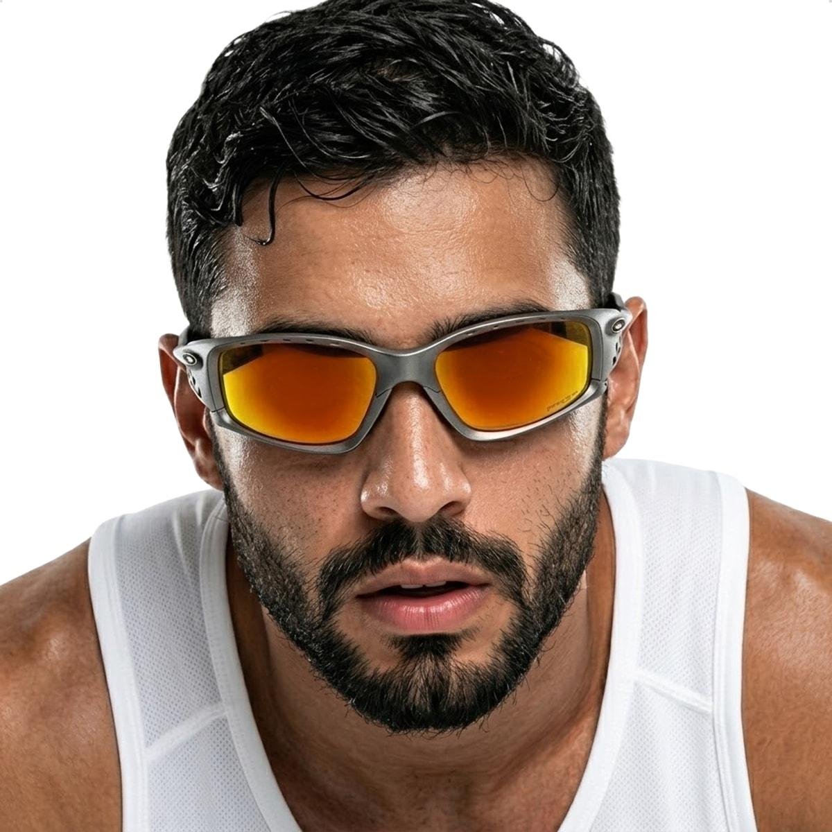 Óculos de Sol Oakley Unissex Plantaris SQ Prizm Ruby Grafite/Laranja 3