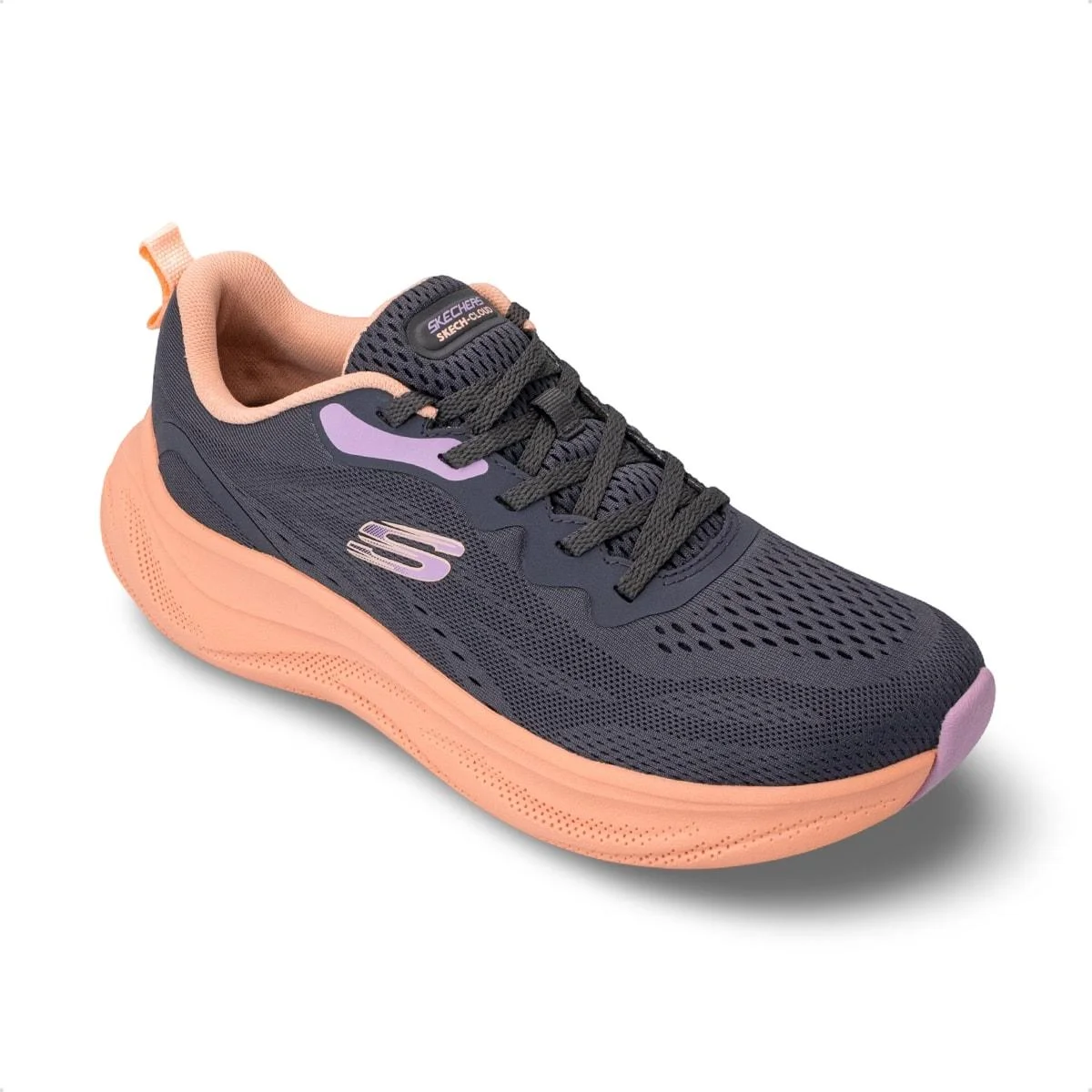 Tênis Skechers Feminino Skech Cloud Gentle Glow Cinza/Rosa 2