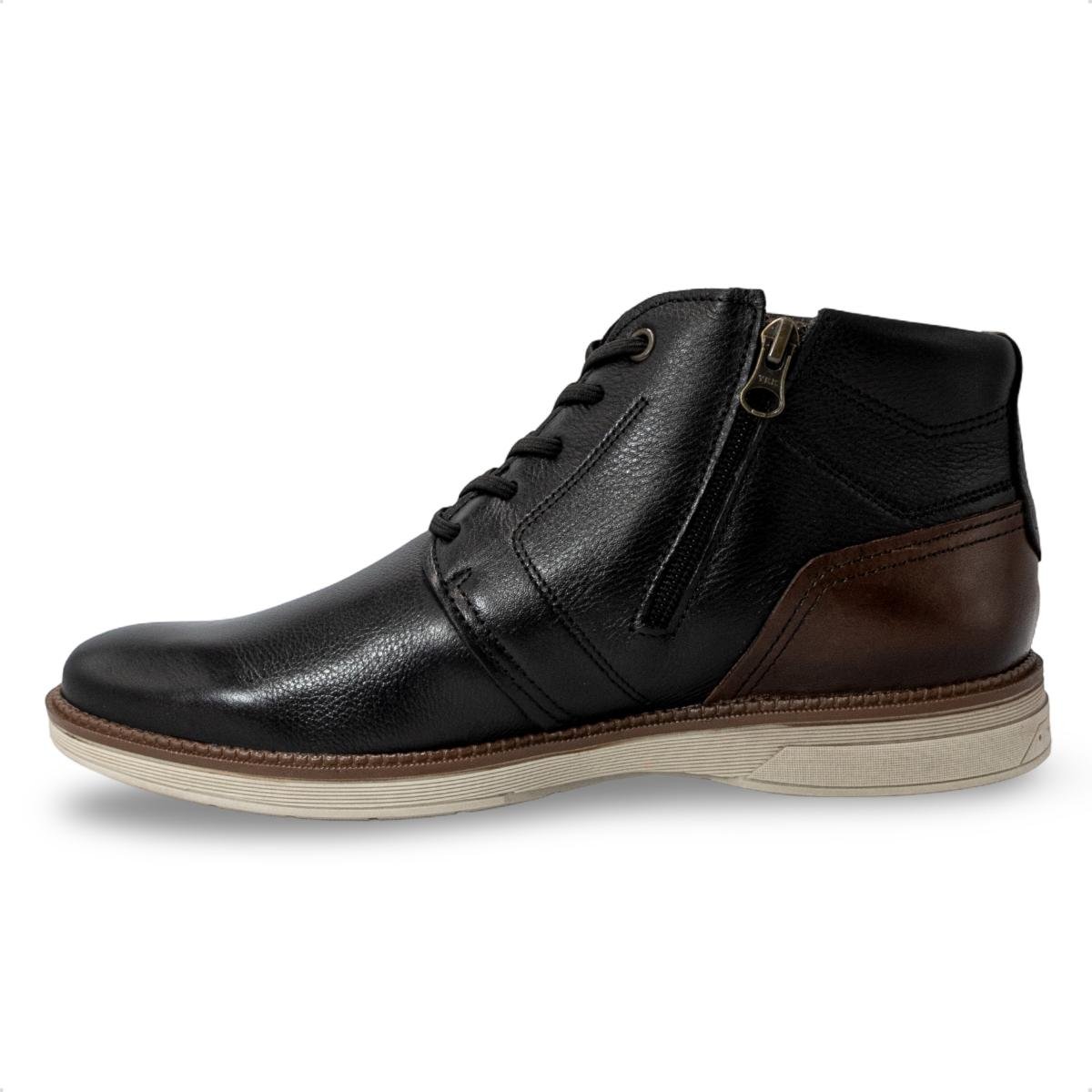 Bota Pegada Masculina Cardiff em Couro 126753 Preto/Marrom 4