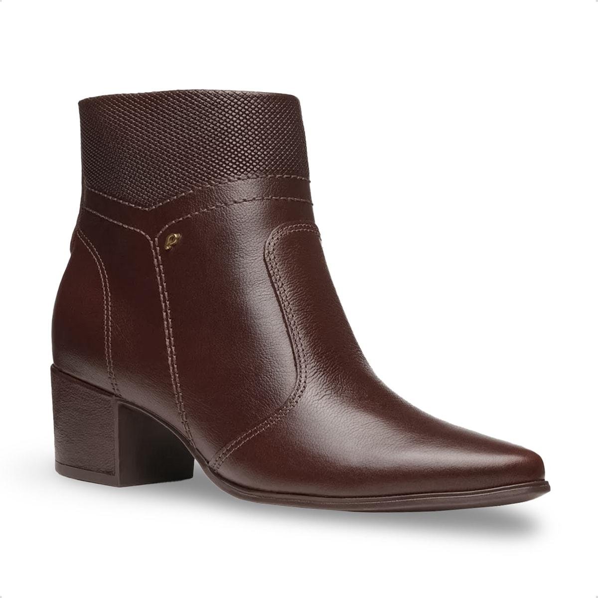 Bota Pegada Feminina Camille Casual em Couro 280906 Marrom 2