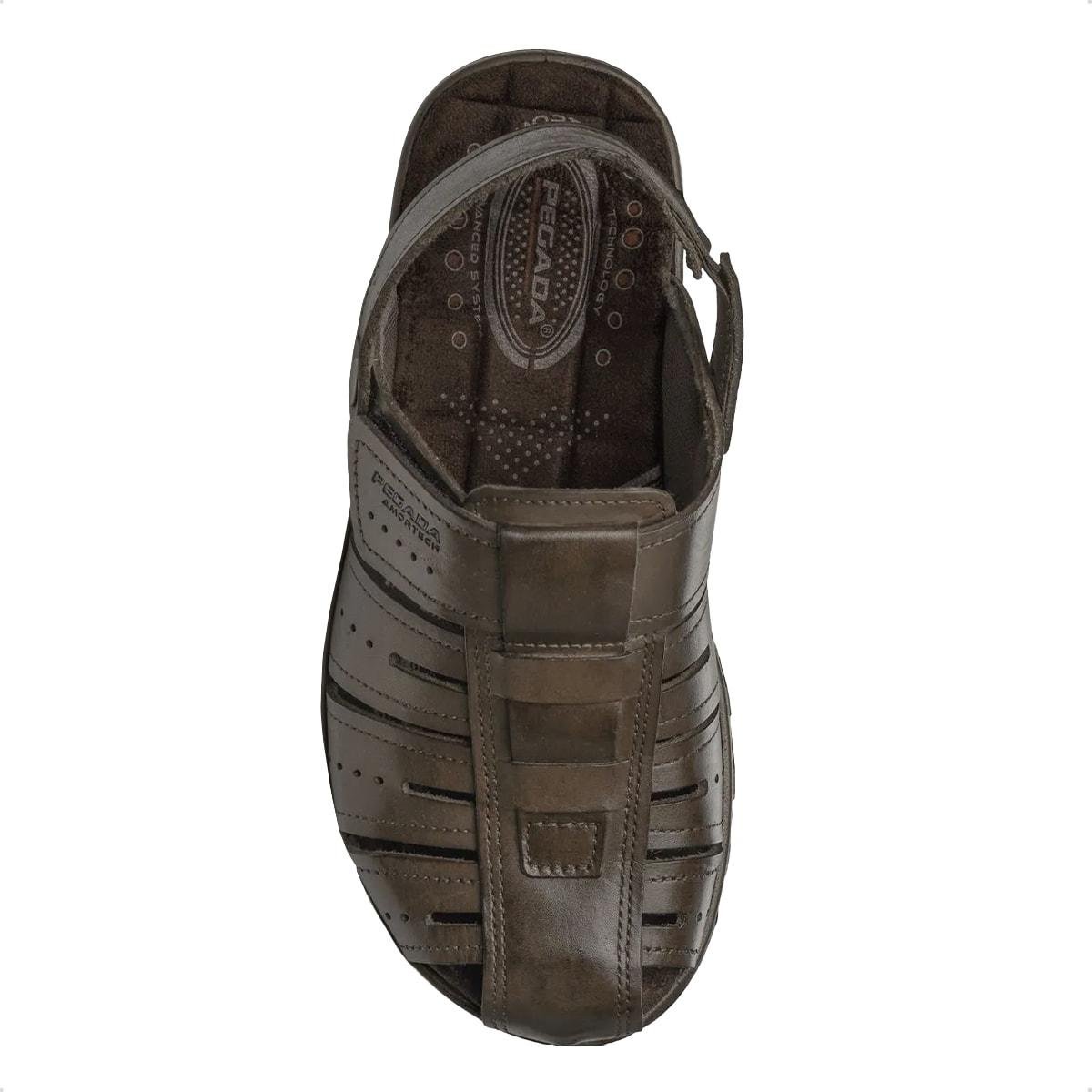 Sandália Pegada Masculina Em Couro 2 em 1 131676 Marrom Escuro 3