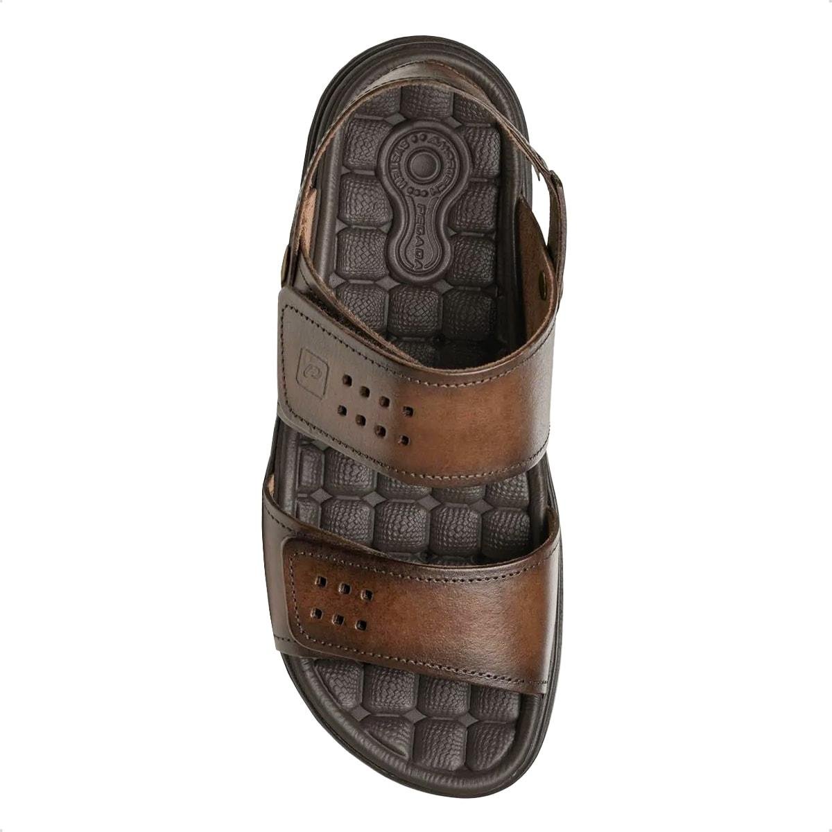 Sandália Pegada Masculina Em Couro 2 em 1 131288 Marrom 3