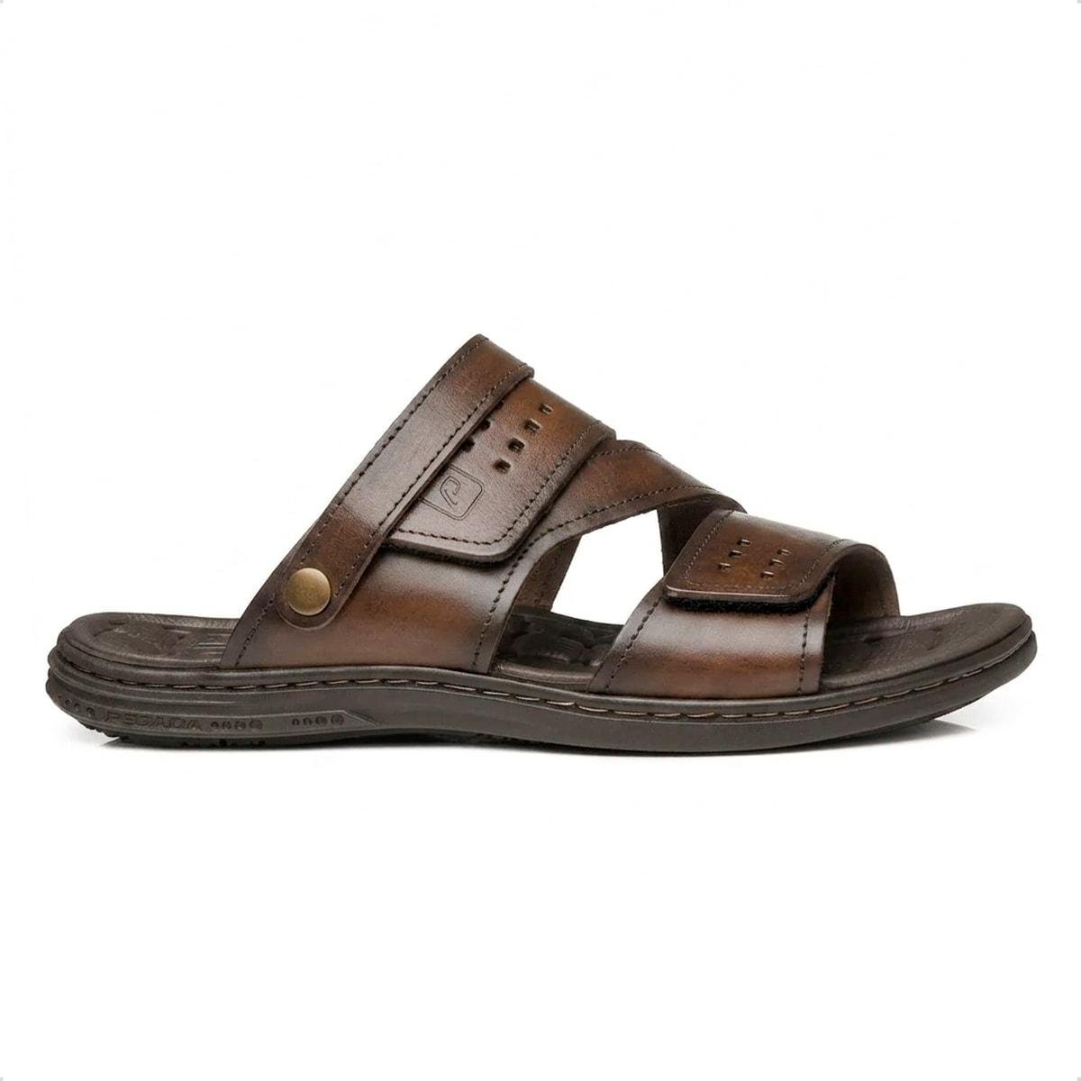 Sandália Pegada Masculina Em Couro 2 em 1 131288 Marrom 4
