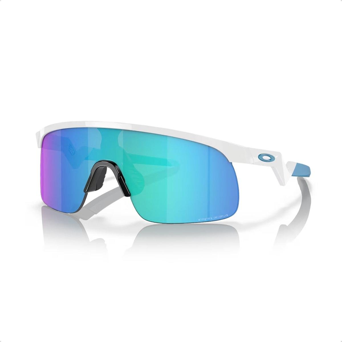 Óculos de Sol Oakley Infantil Resistor Prizm Safira Ciclismo Branco/Azul 2