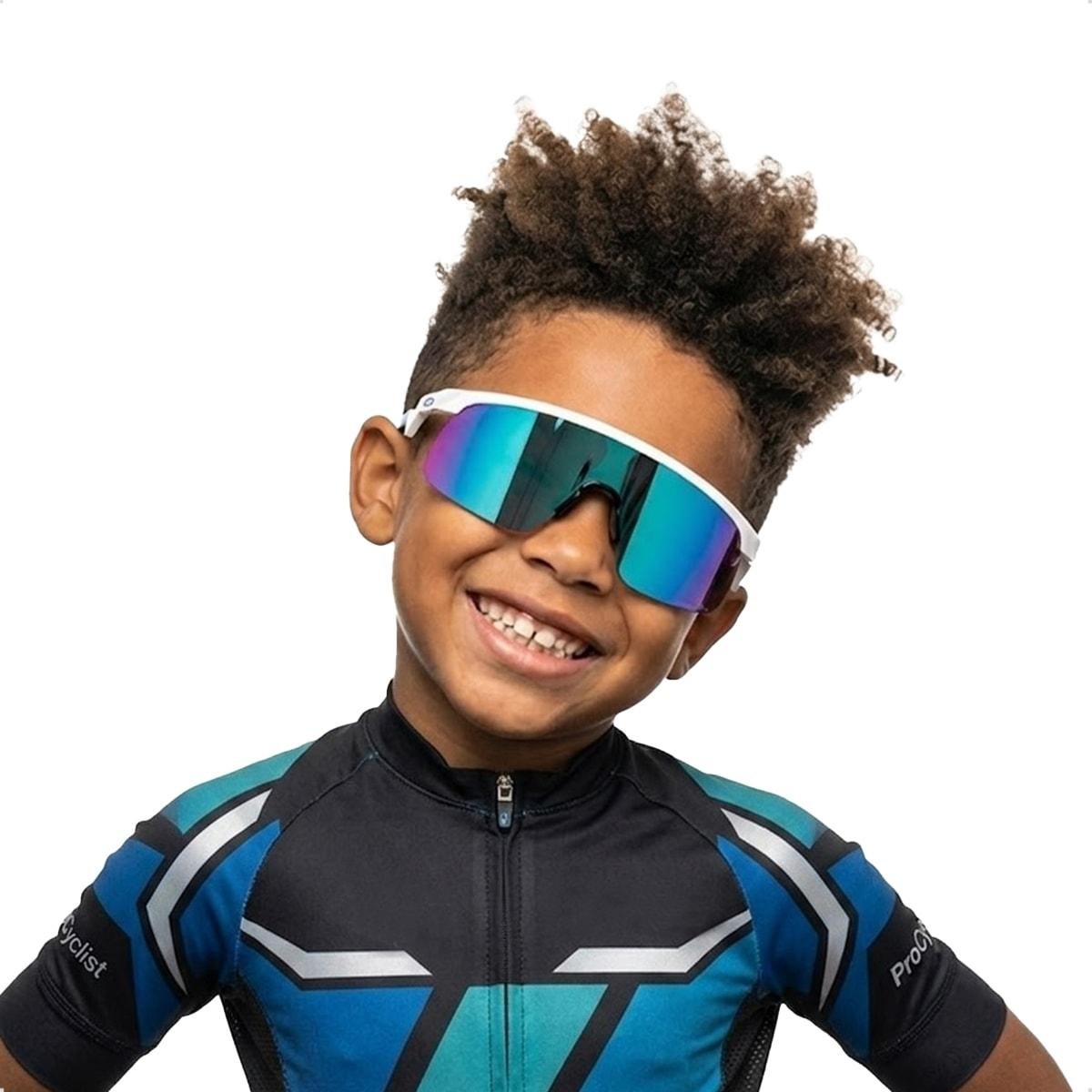 Óculos de Sol Oakley Infantil Resistor Prizm Safira Ciclismo Branco/Azul 3