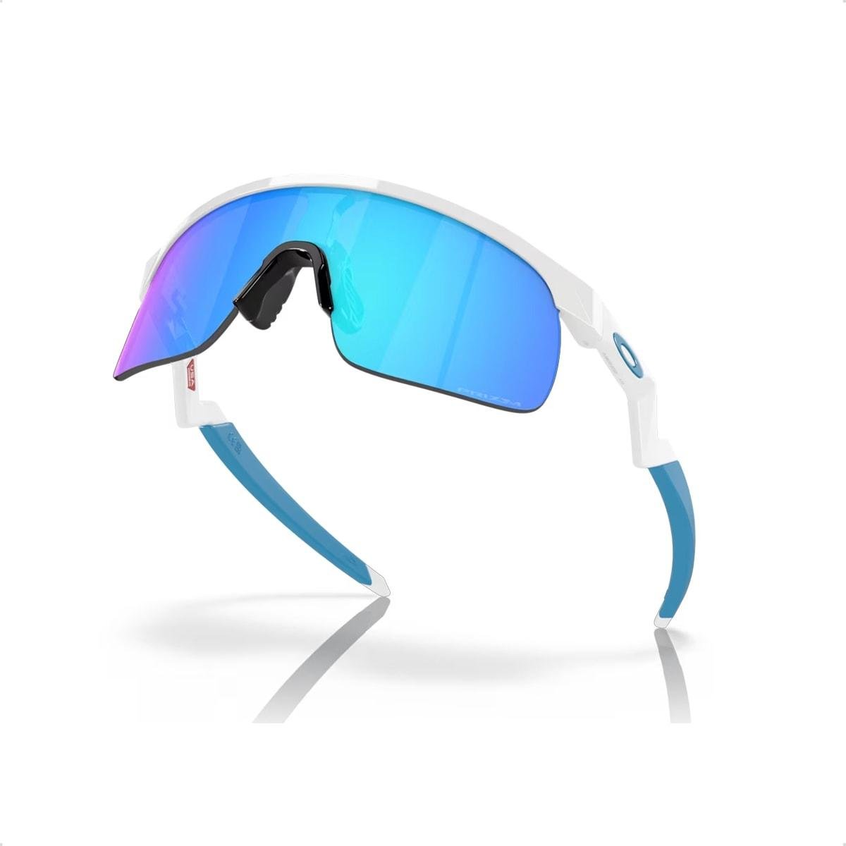 Óculos de Sol Oakley Infantil Resistor Prizm Safira Ciclismo Branco/Azul 5