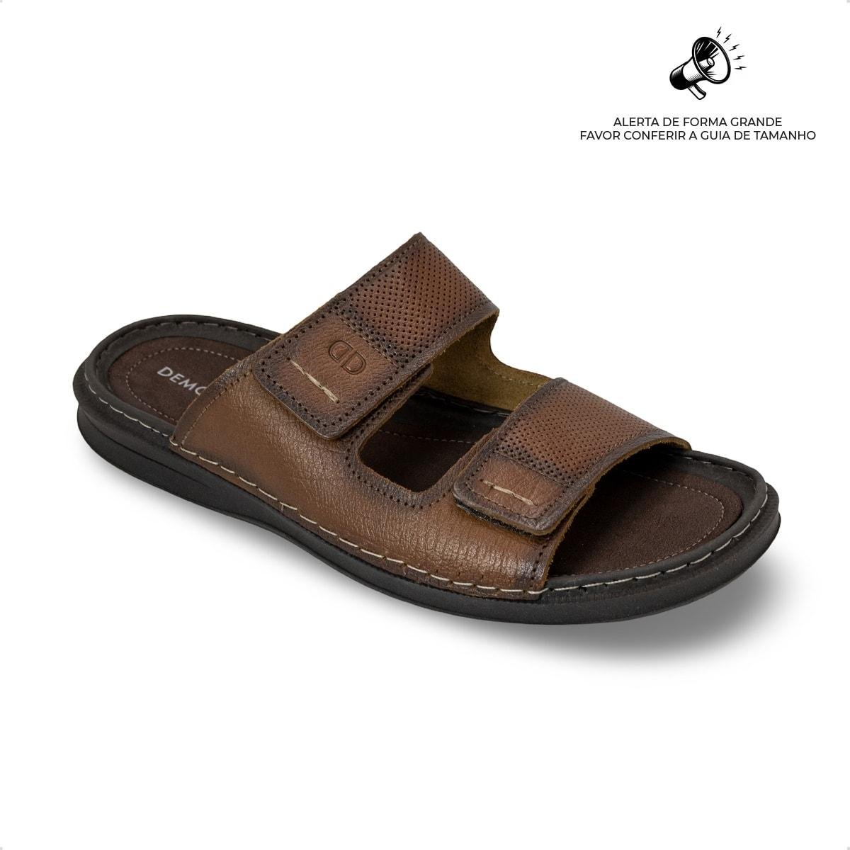 Sandália de Couro Democrata Masculina Double Lazy 693103 Marrom 2