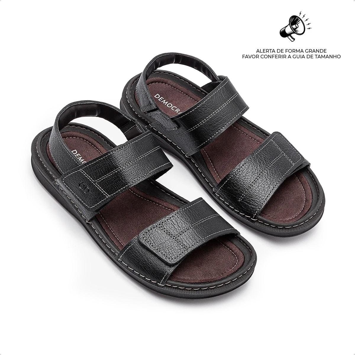 Sandália de Couro Democrata Masculina Easy Lazy 693104 Preto 2